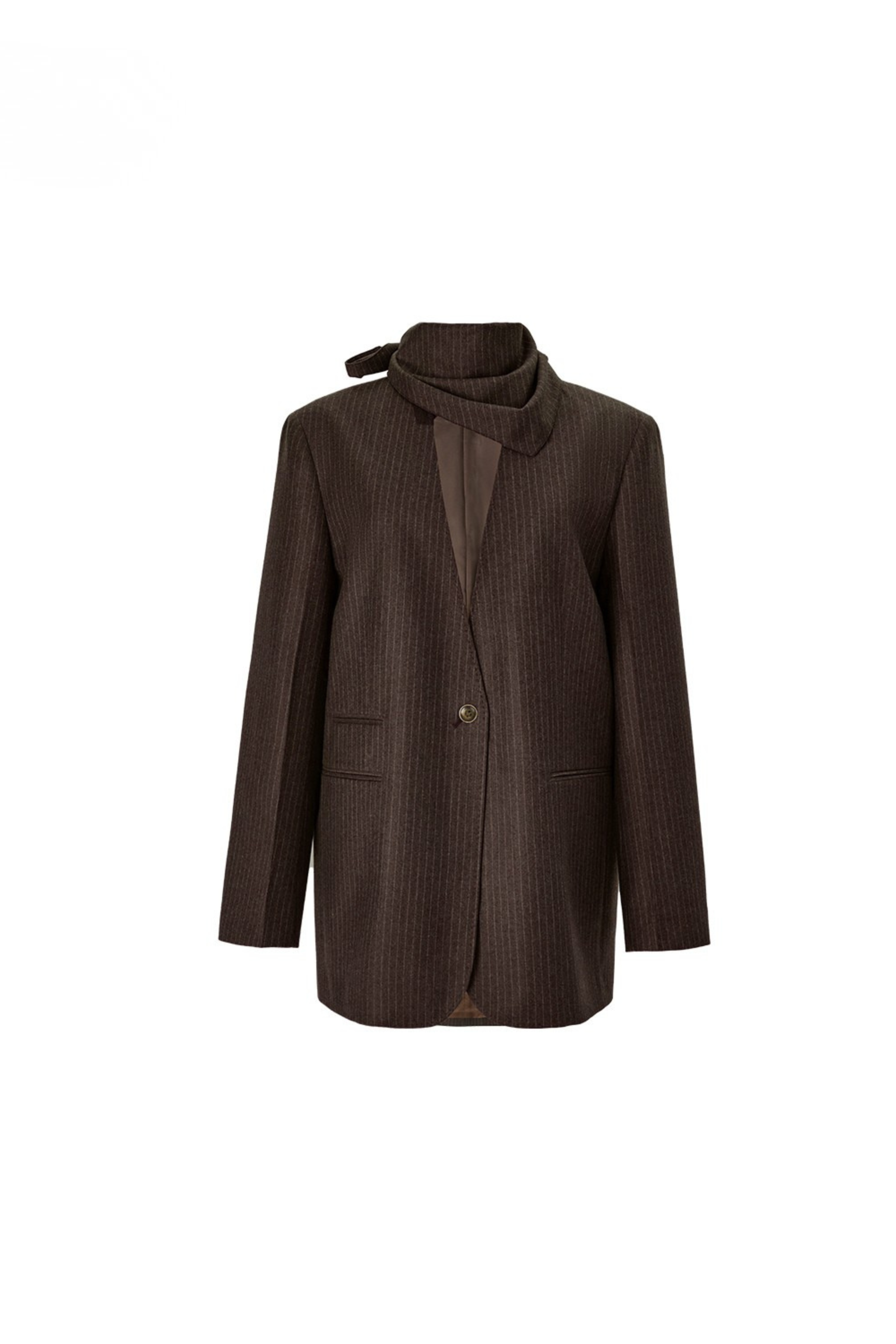 Marzotto Super 110s Merino Wool Collarless Pinstripe Blazer