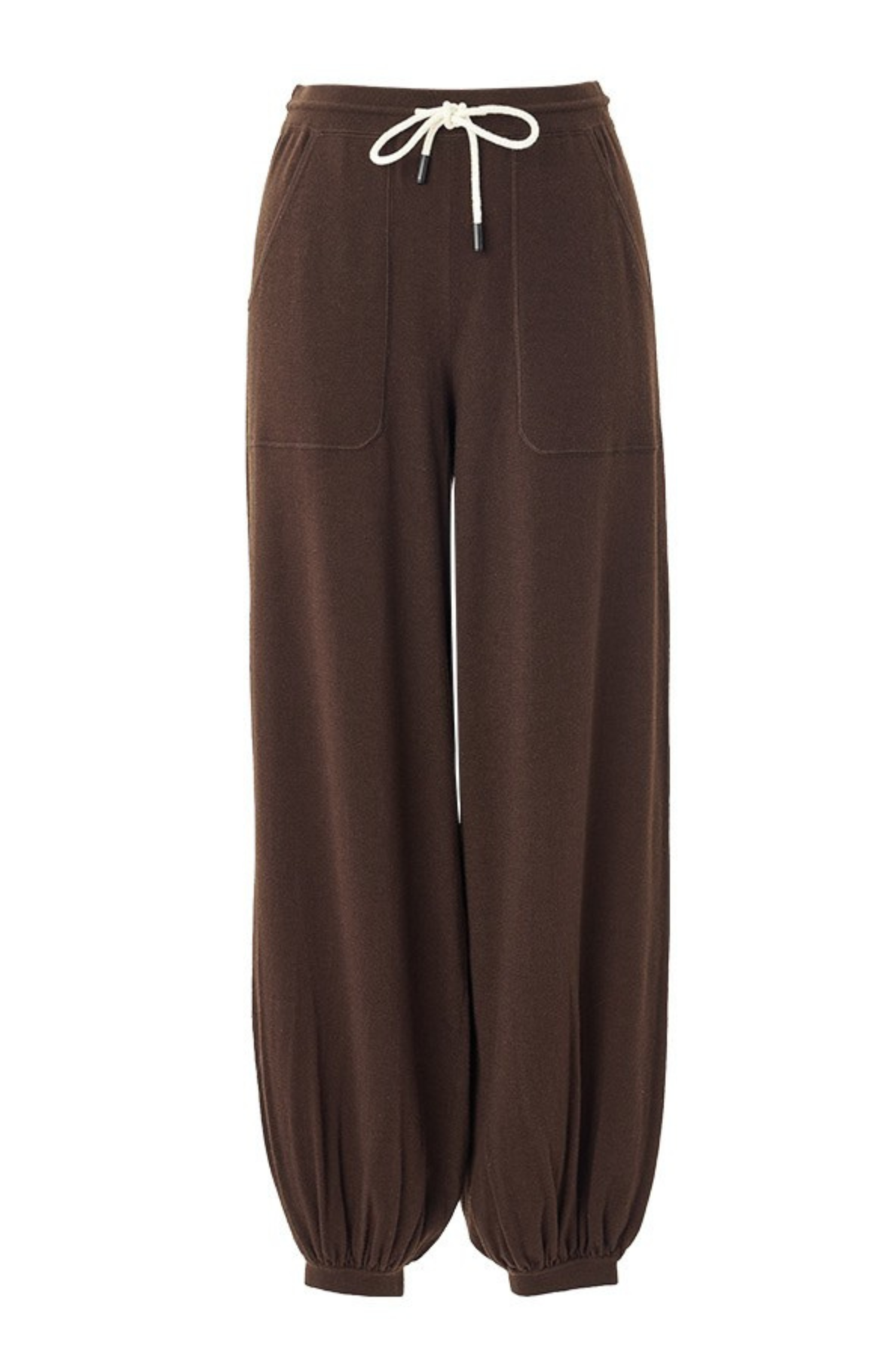 Soft-Touch Wool-Silk Blend Knit Barrel Pants