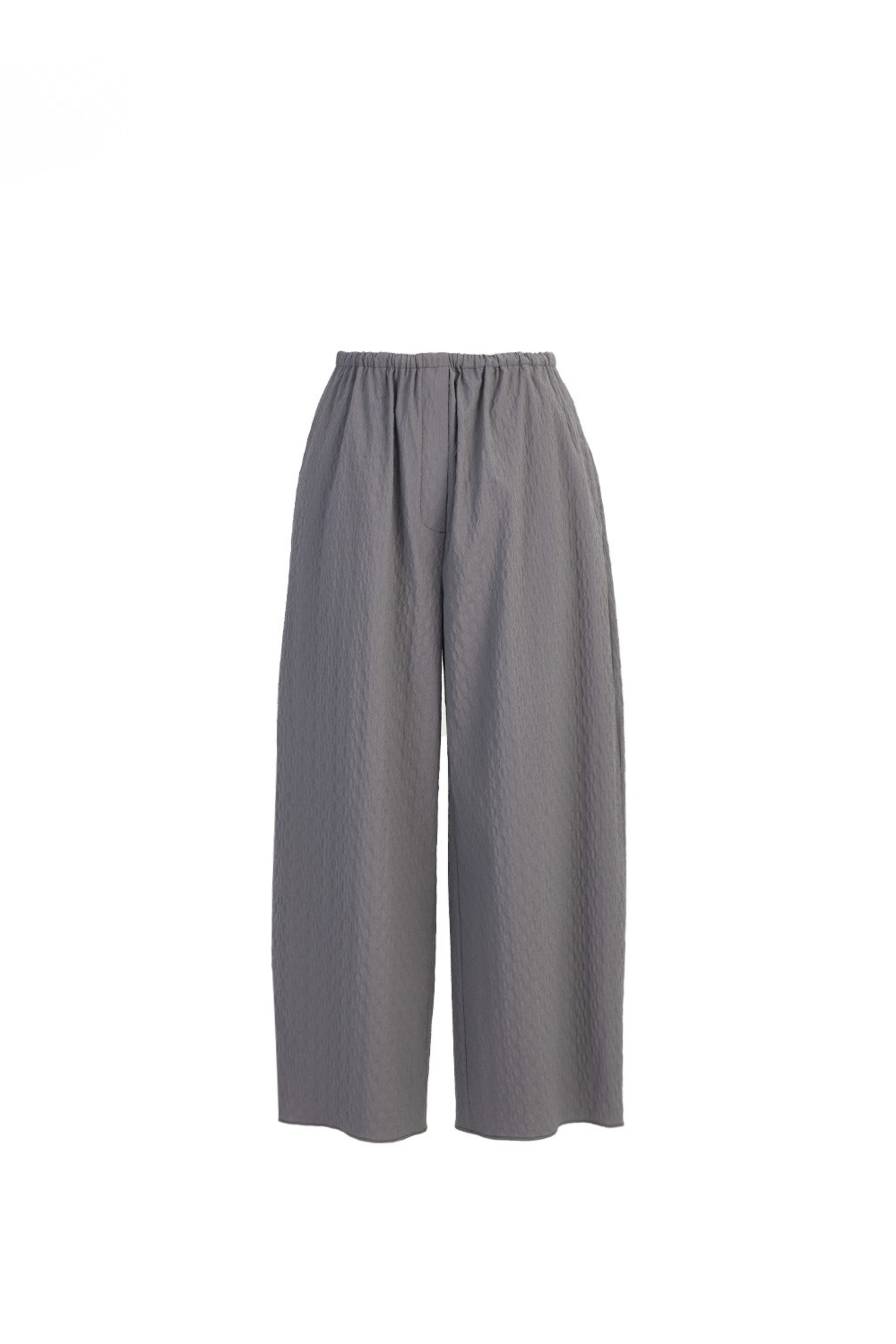 Elastic-Waist Wool-Blend Cropped Barrel Pants