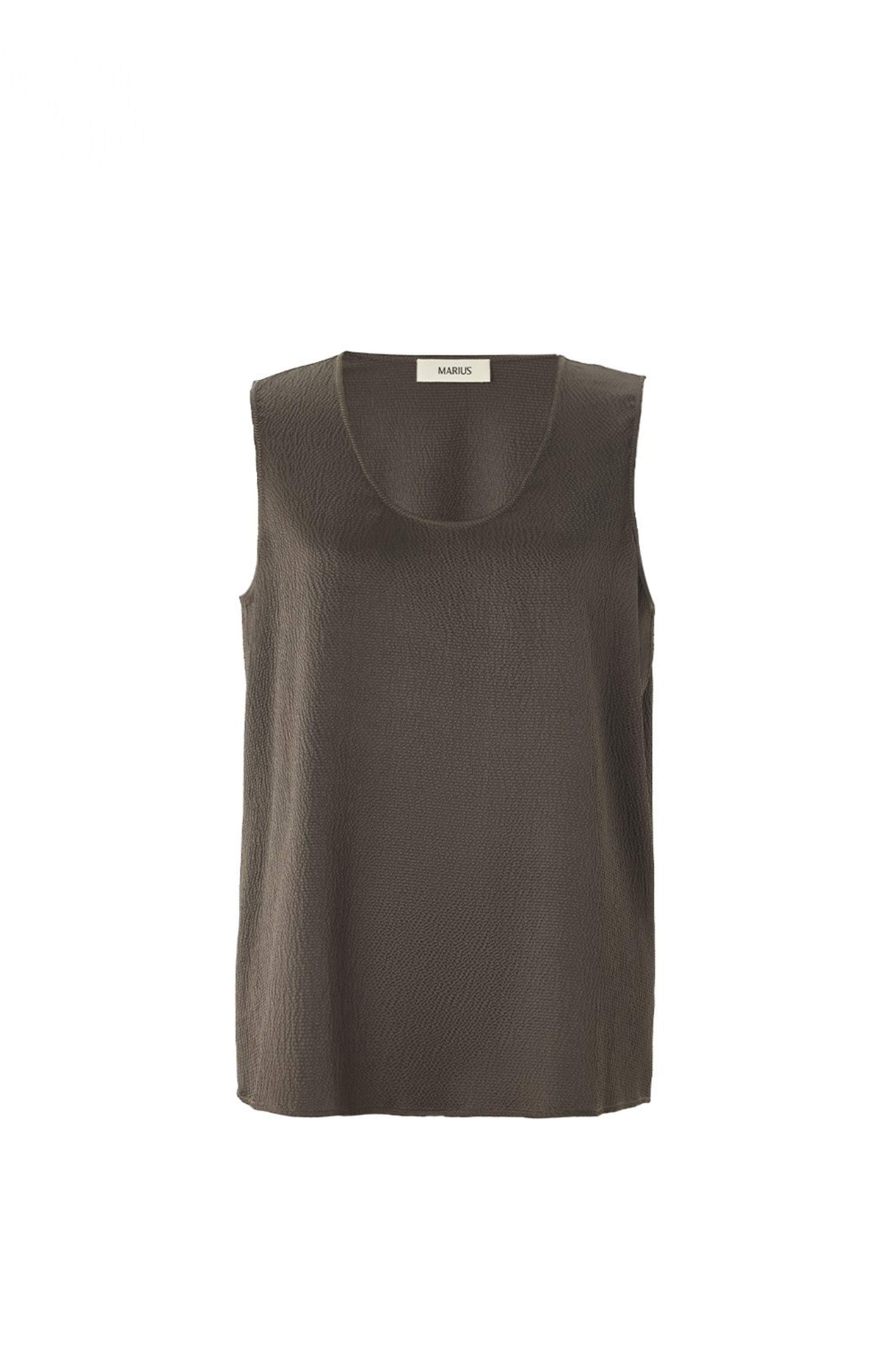 Minimal Pearl-Sheen Silk Satin Scoop-Neck Tank