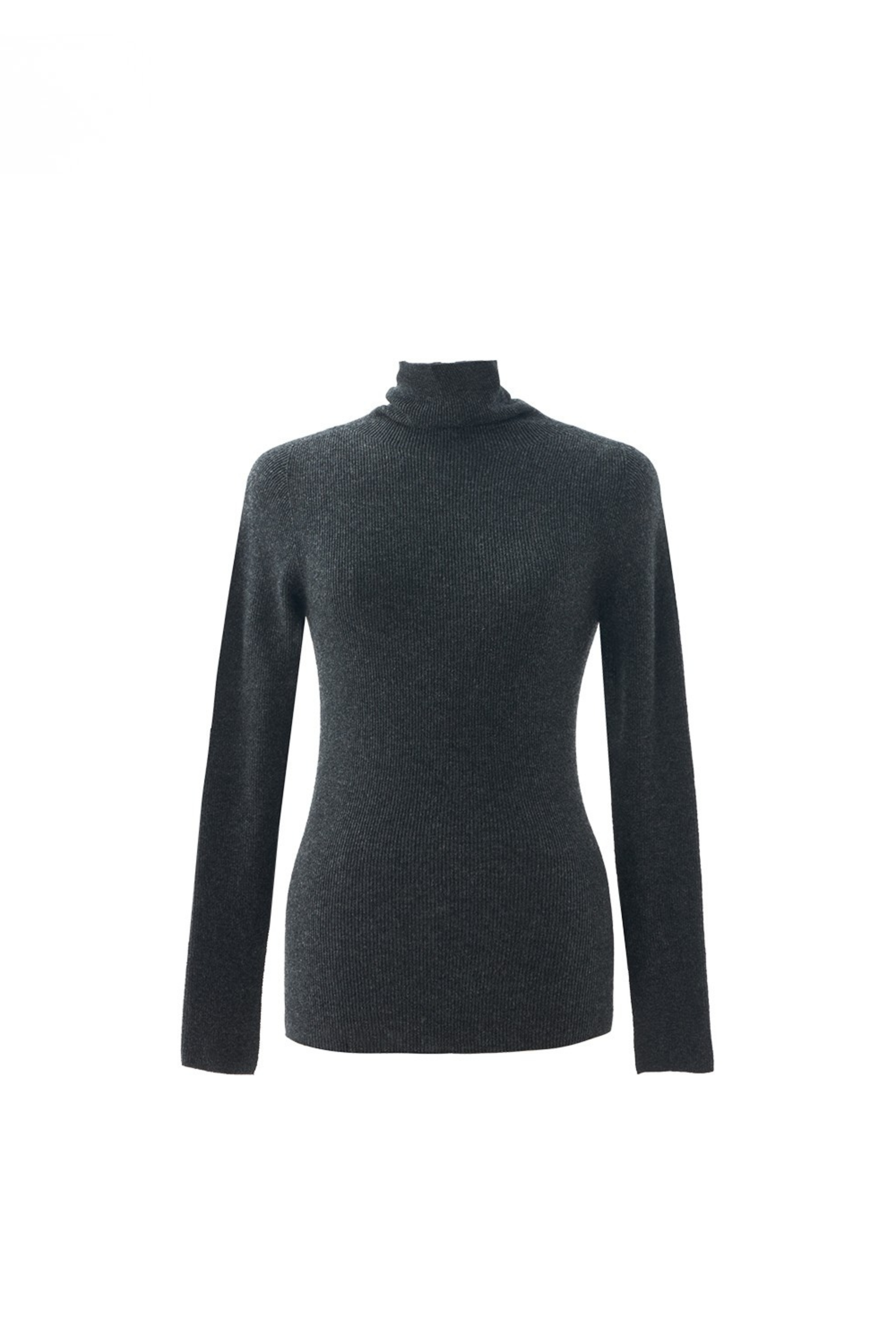 Lightweight Merino Wool & Cashmere Turtleneck Base Layer Knit Top