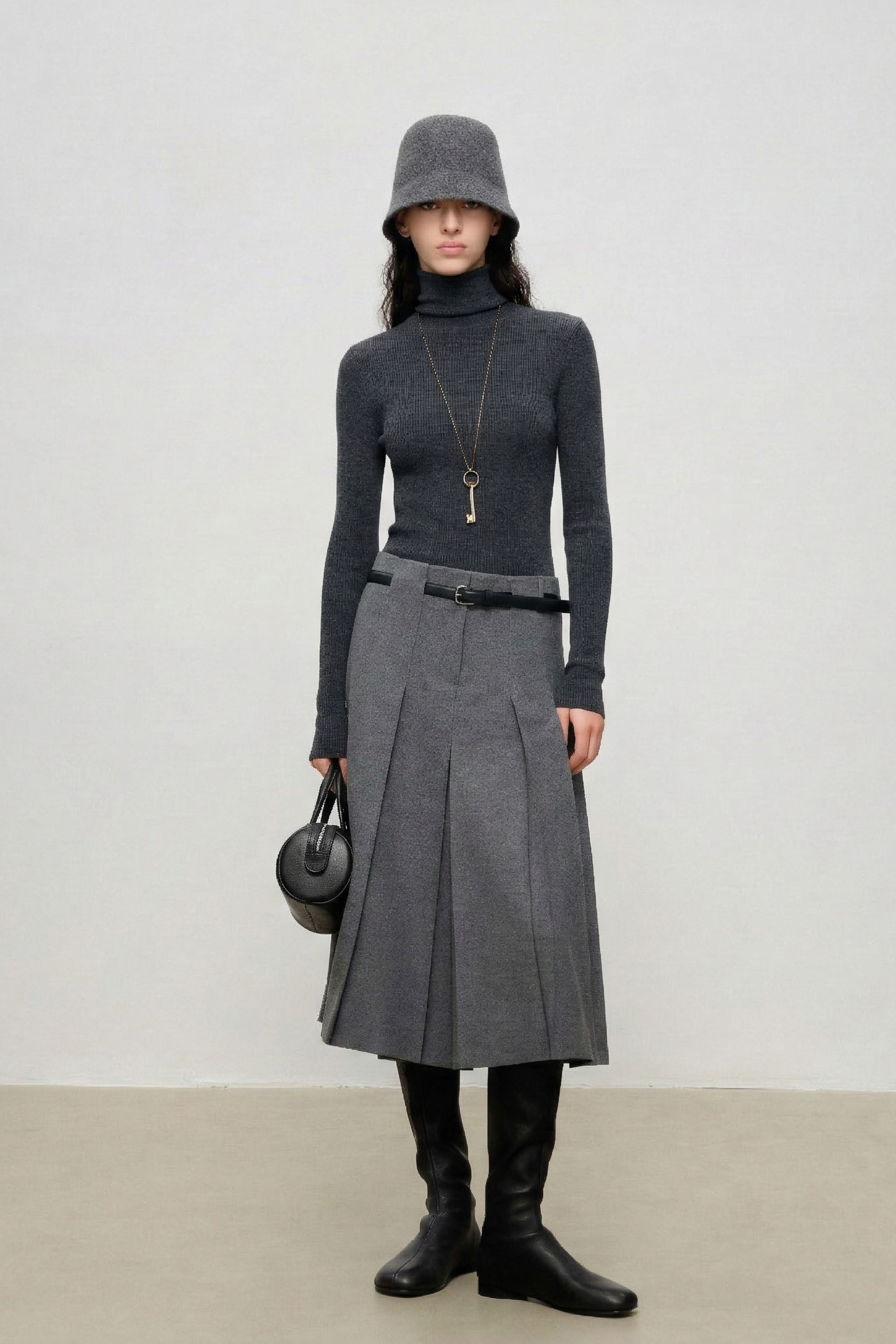 Lightweight Merino Wool & Cashmere Turtleneck Base Layer Knit Top