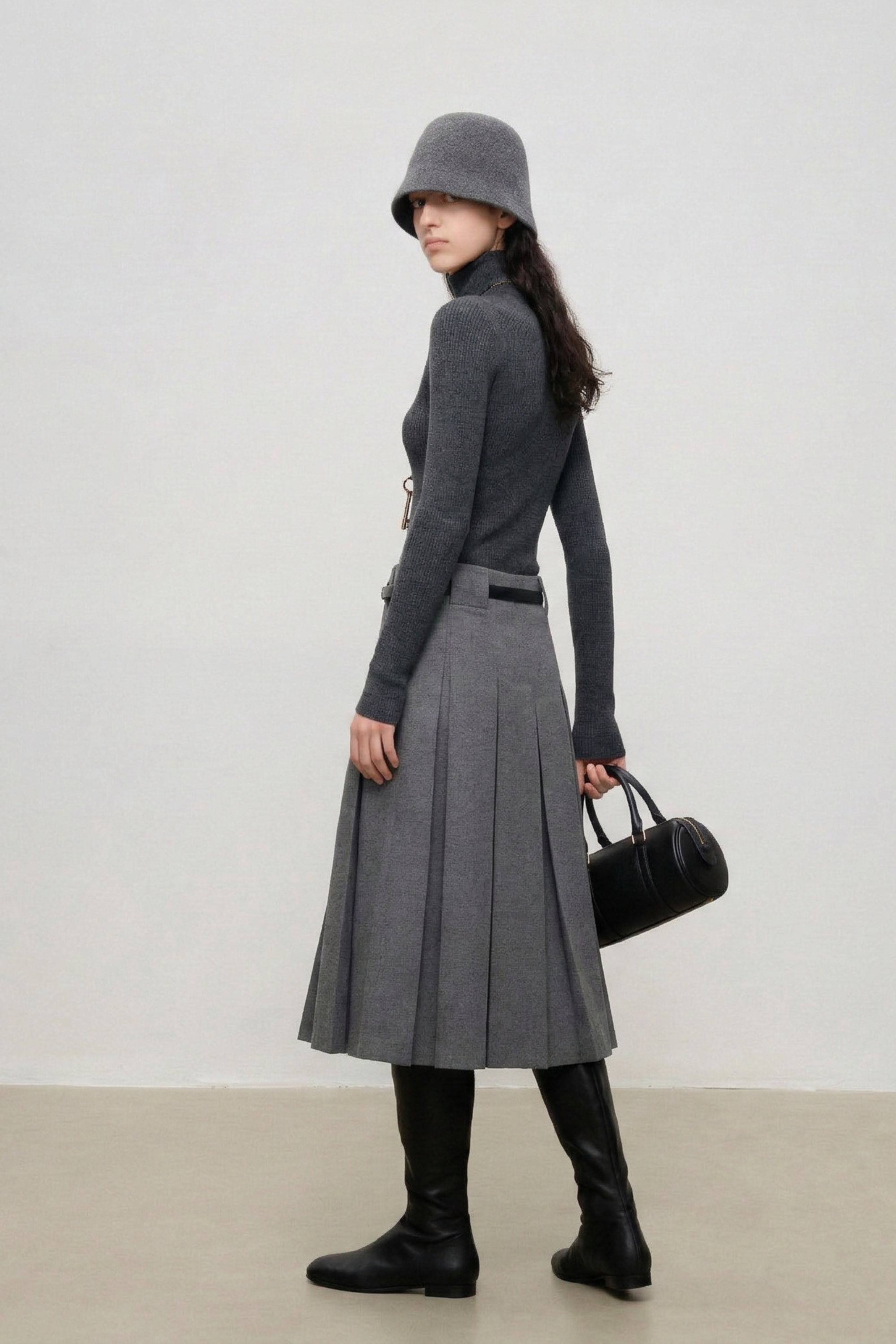 Lightweight Merino Wool & Cashmere Turtleneck Base Layer Knit Top