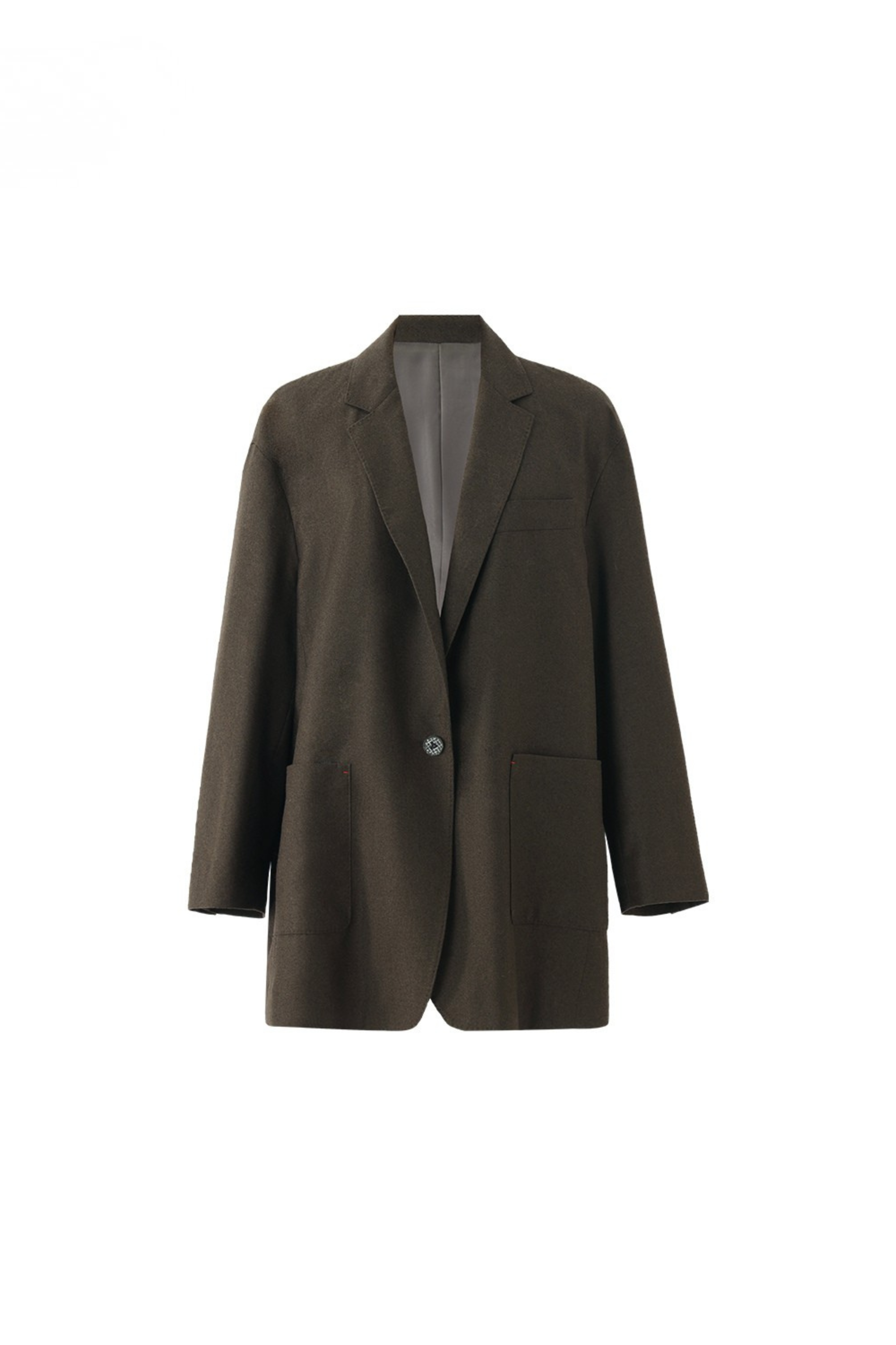 One-Button Relaxed Fit Wool Blazer