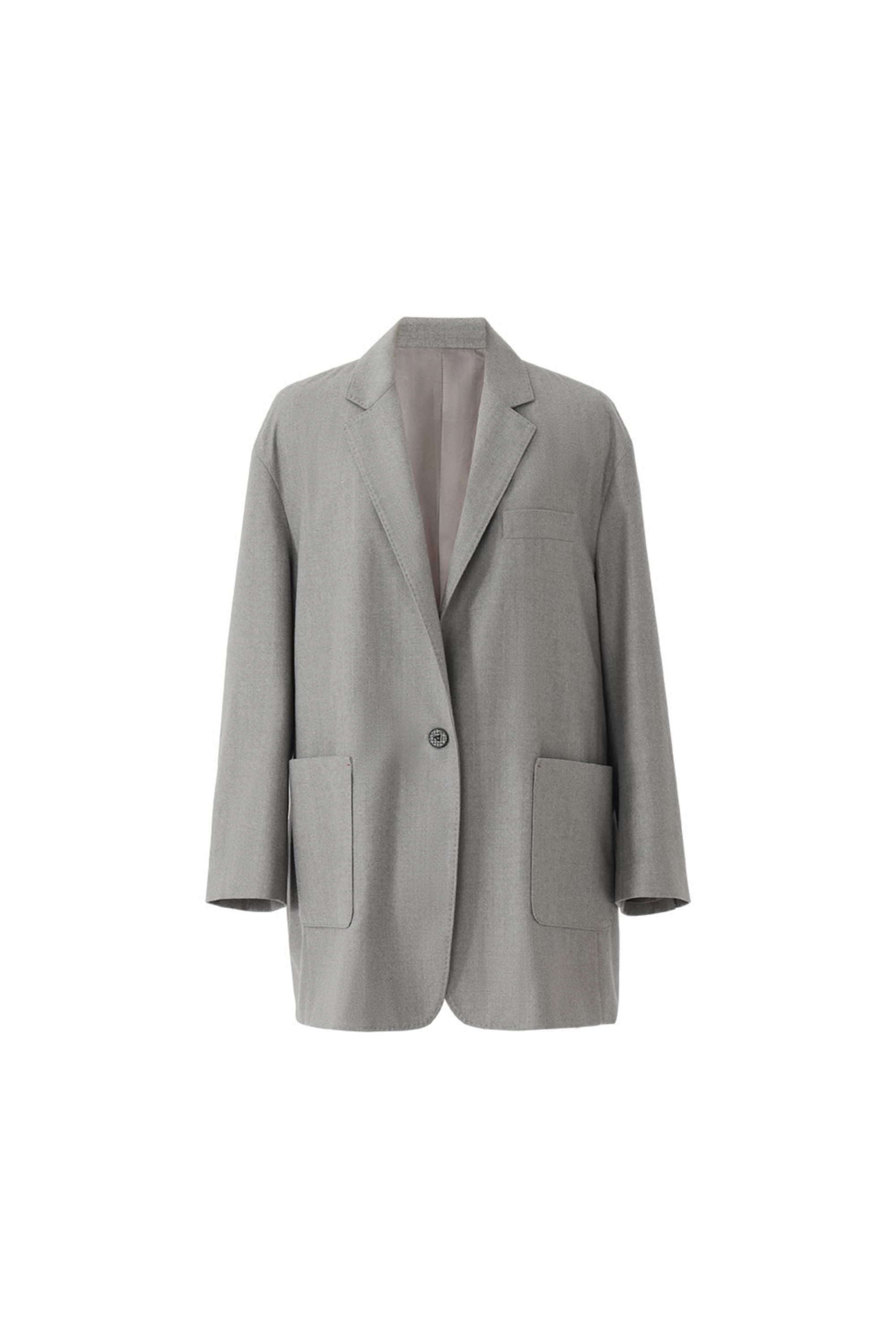 One-Button Relaxed Fit Wool Blazer