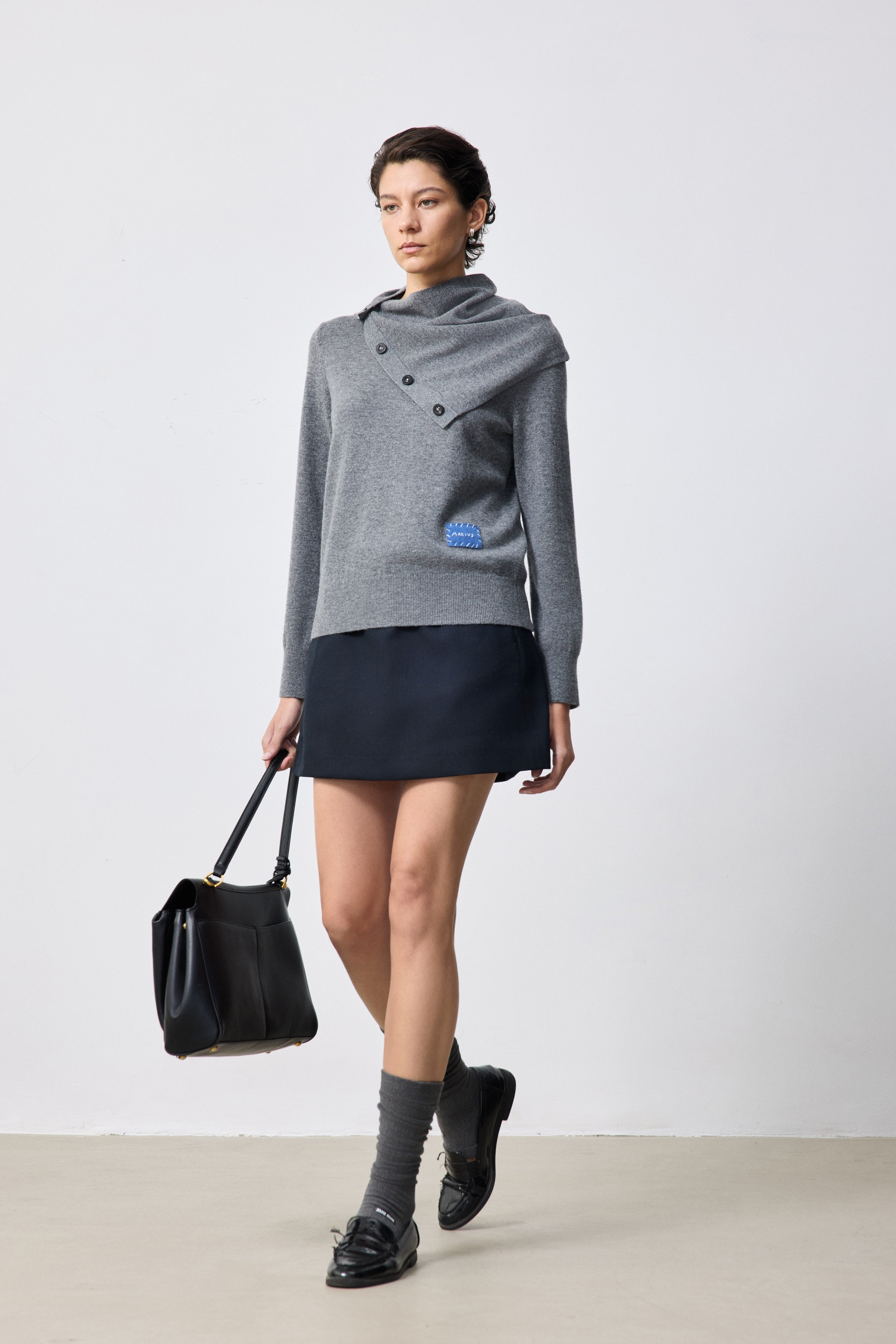 Wool-Cashmere Blend Crewneck Knit Sweater