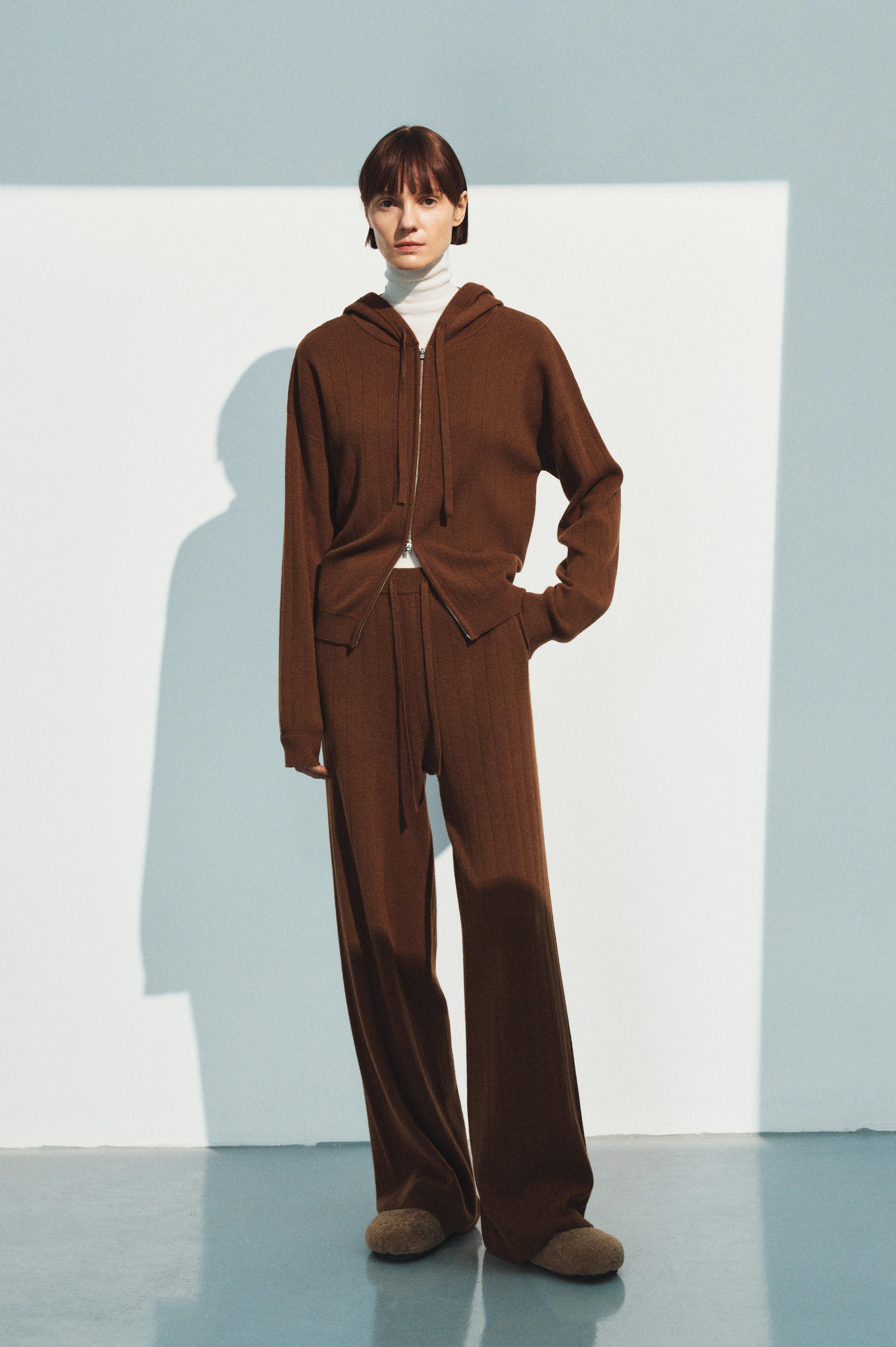Wool-Cashmere Knit Wide-Leg Pants
