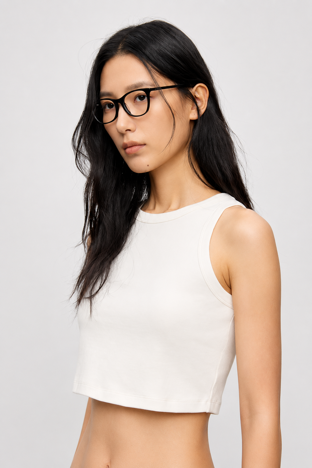 Minimal Cotton Blend Cropped Tank