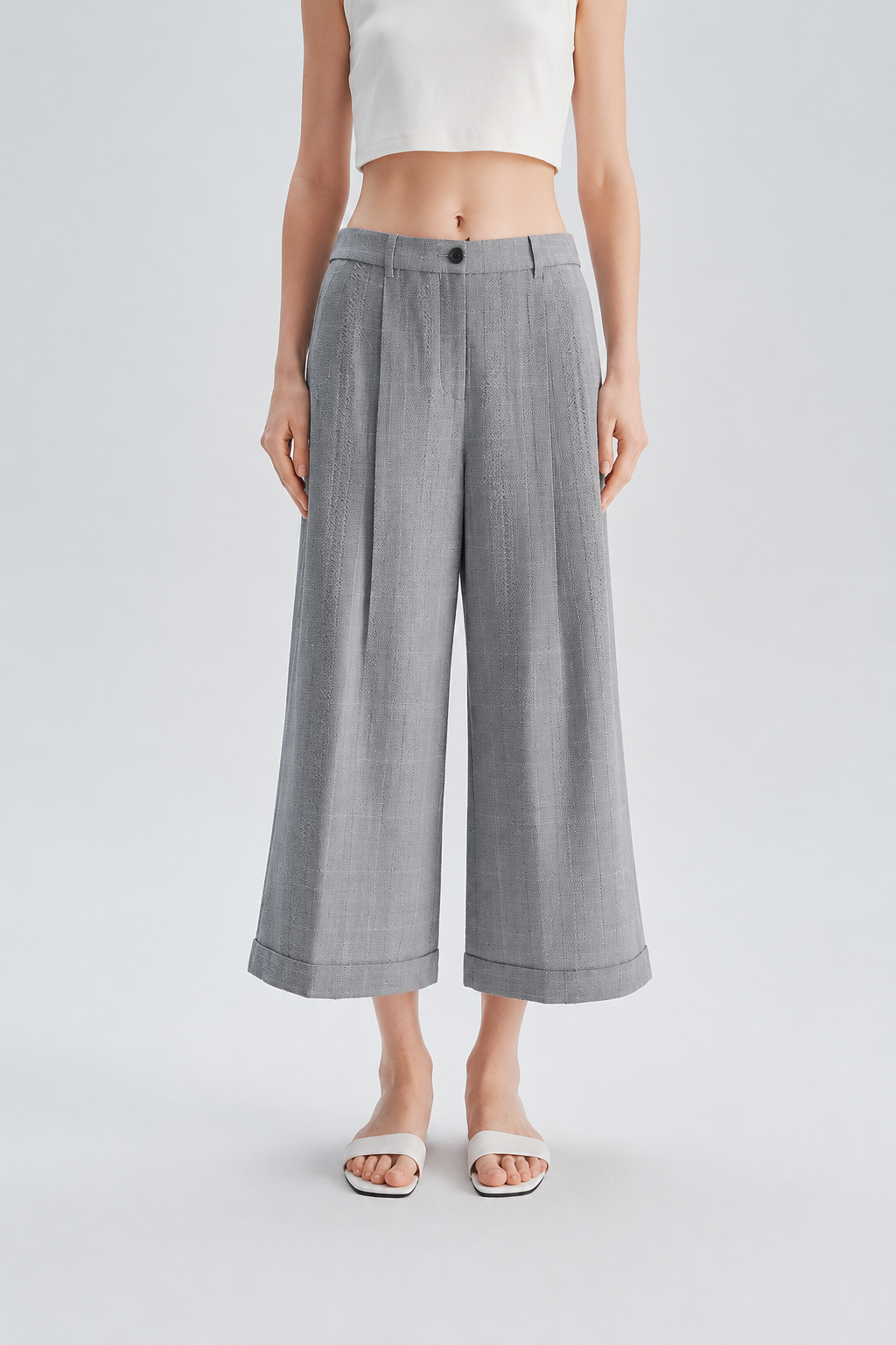 Tailored Cropped Wide-Leg Pants