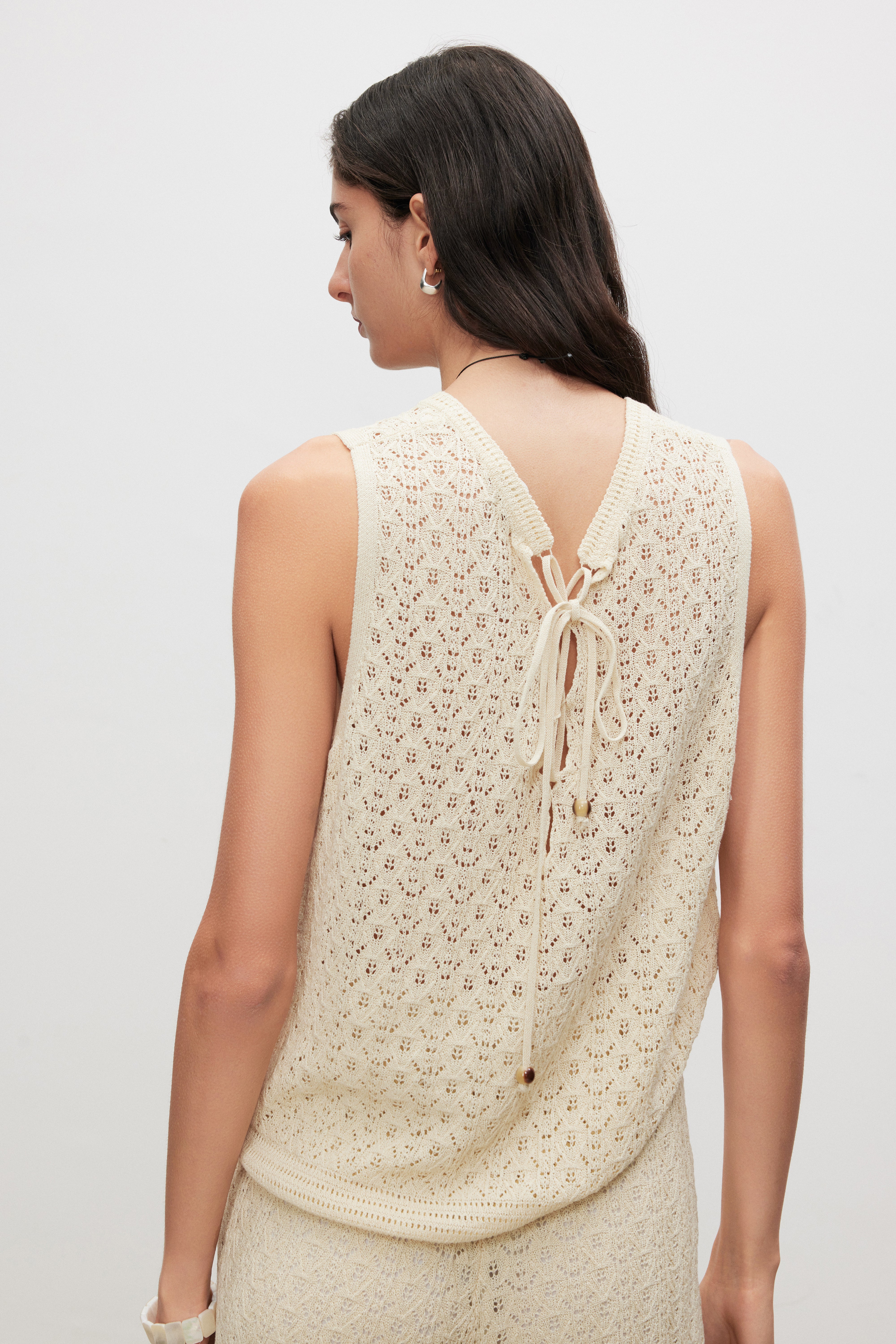 Crochet Knit Lace-Look Sleeveless Top