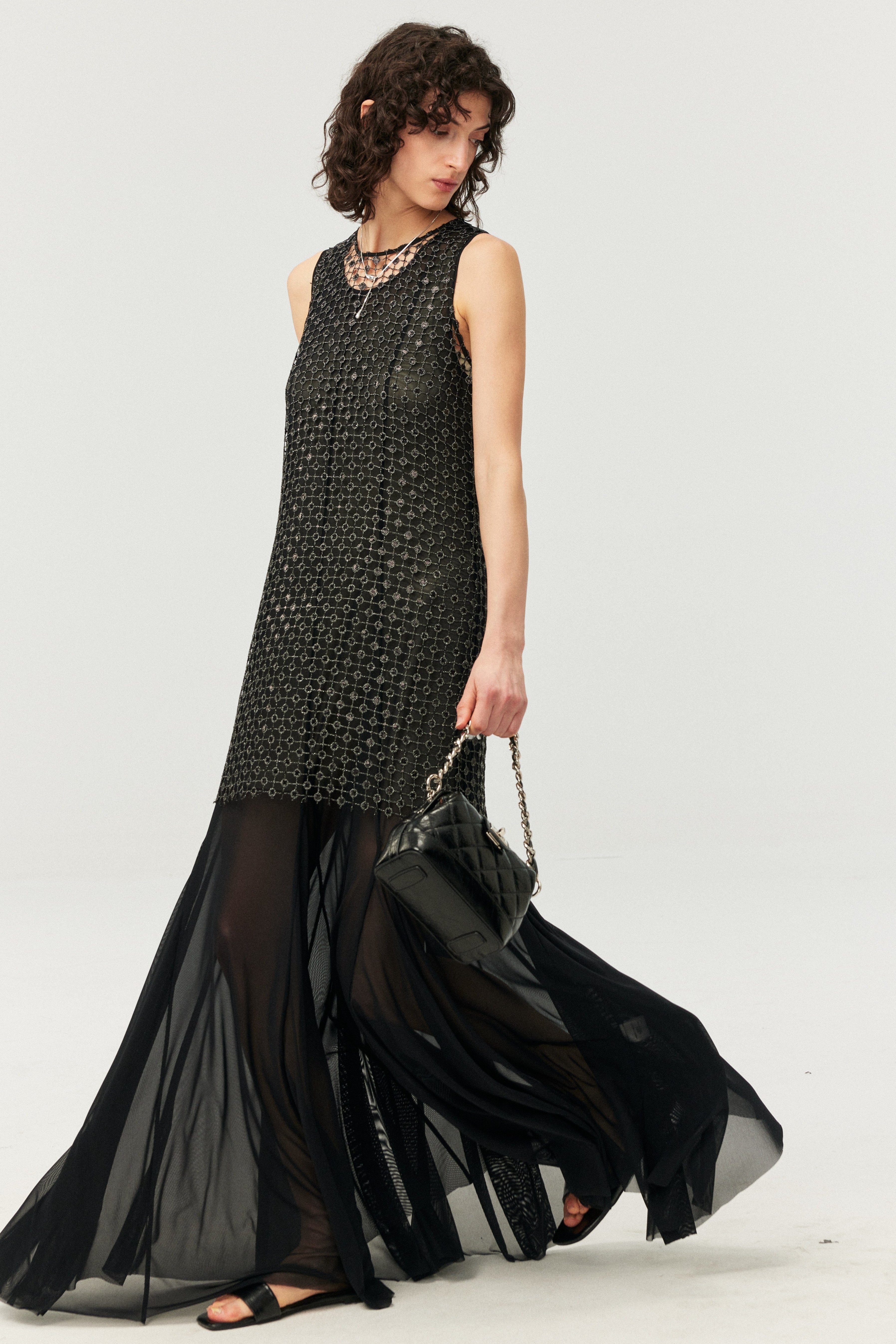 Starlight Mesh Embellished Maxi Dress