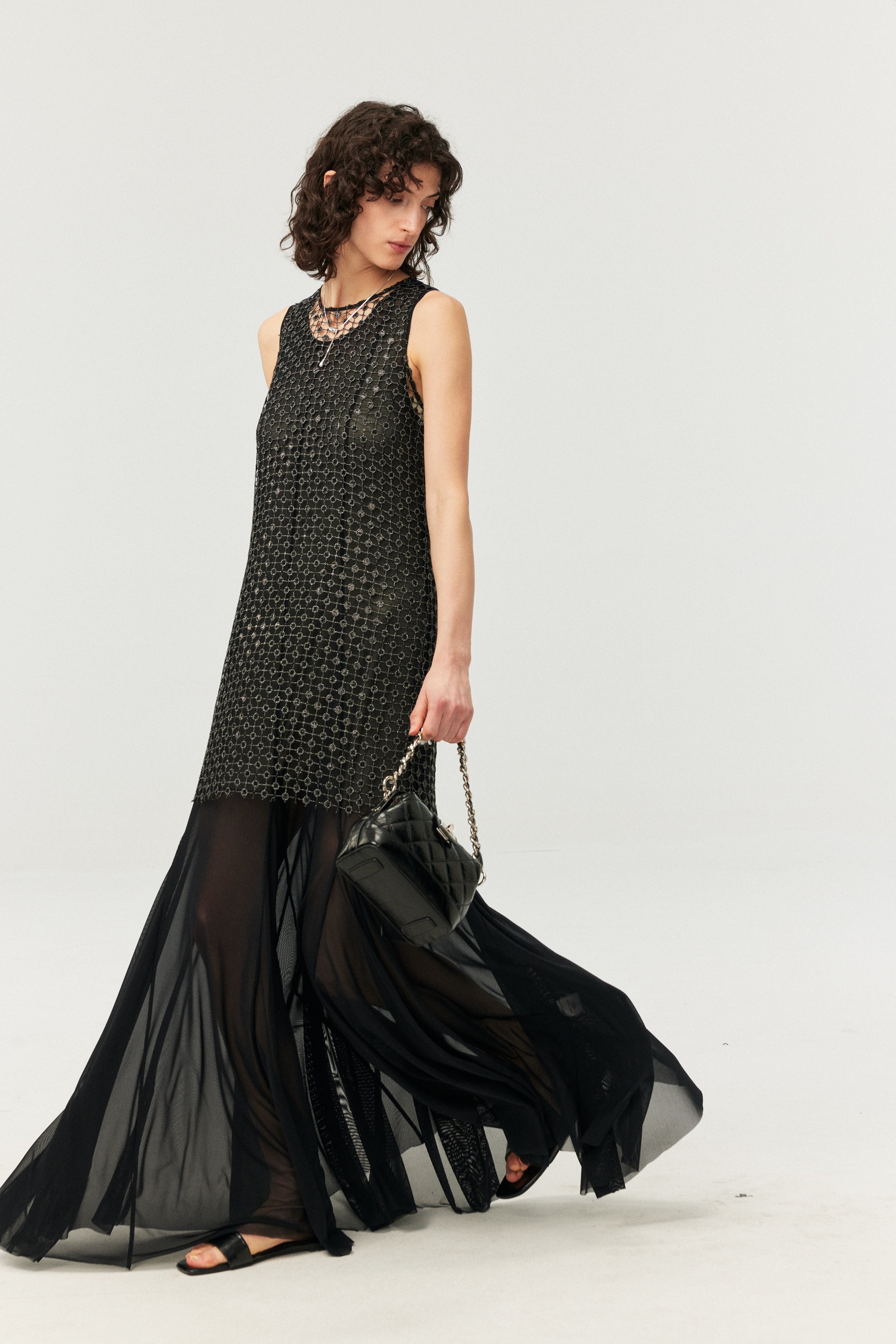 Starlight Mesh Embellished Maxi Dress