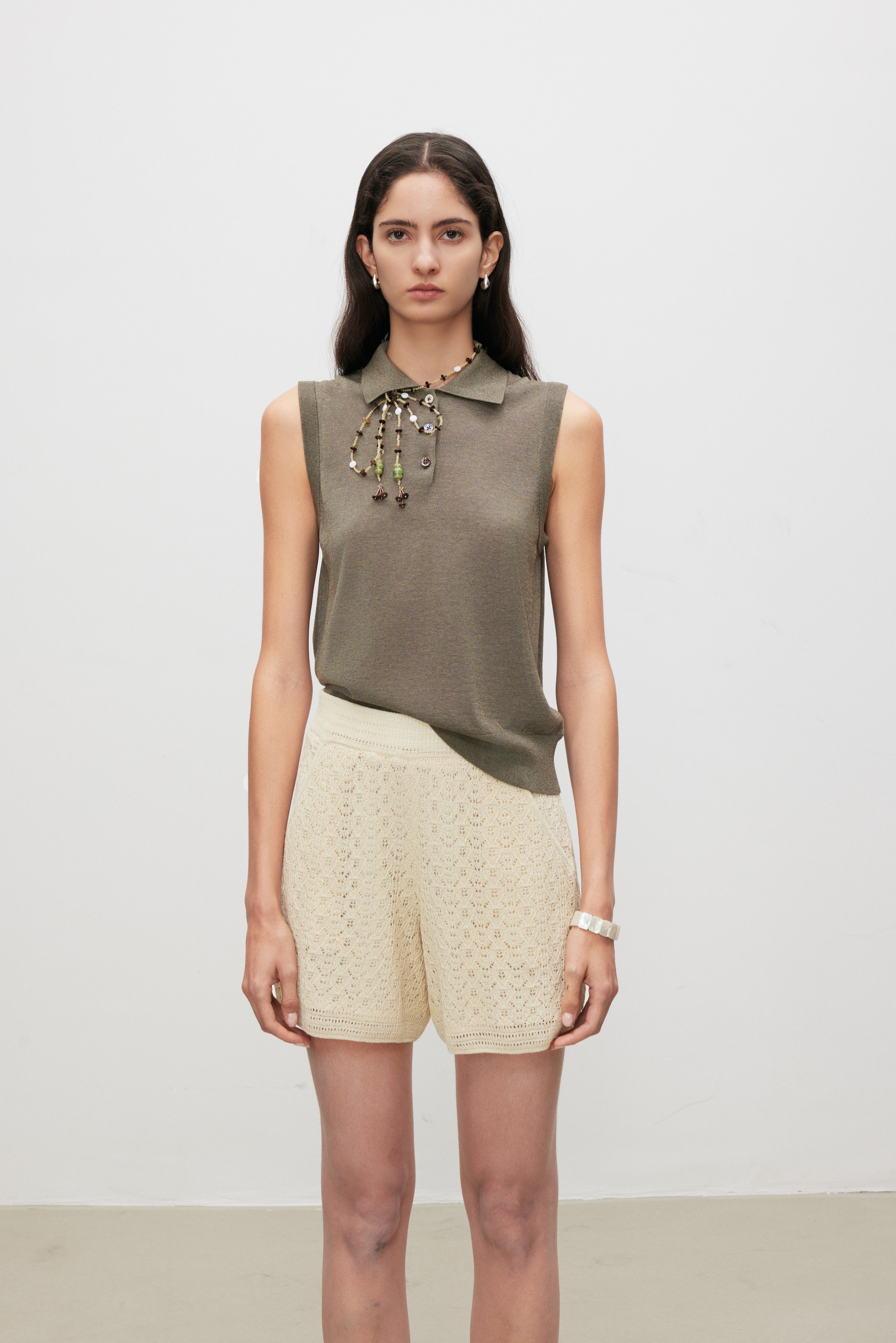 Crochet Knit Lace-Look Shorts