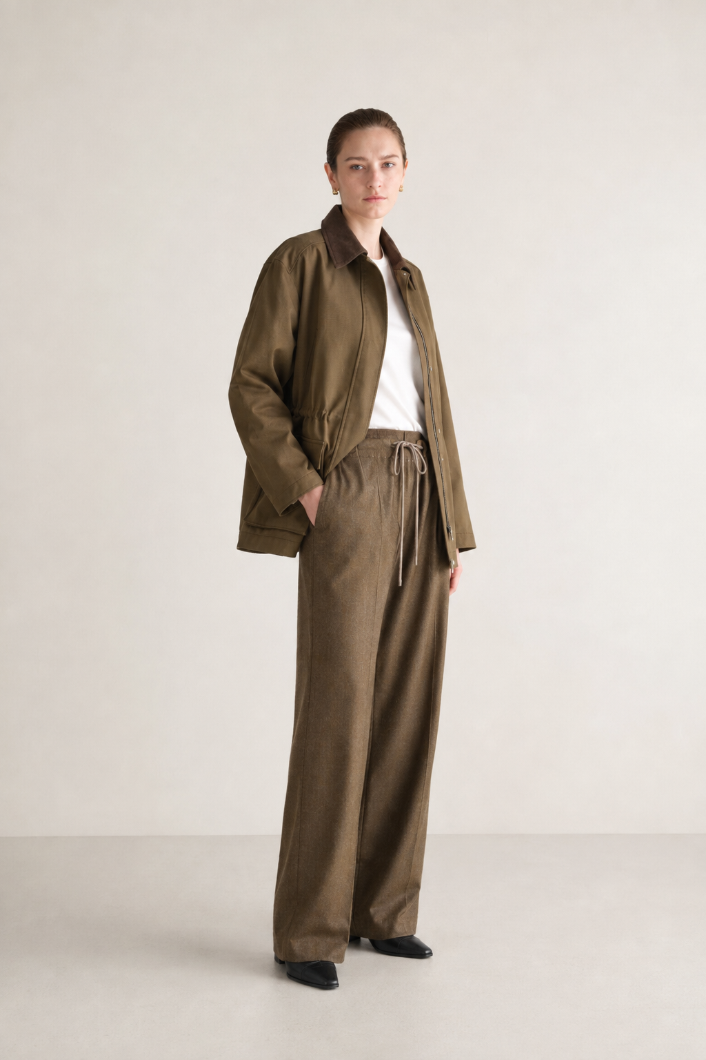 Contrast-Collar Cotton Field Jacket