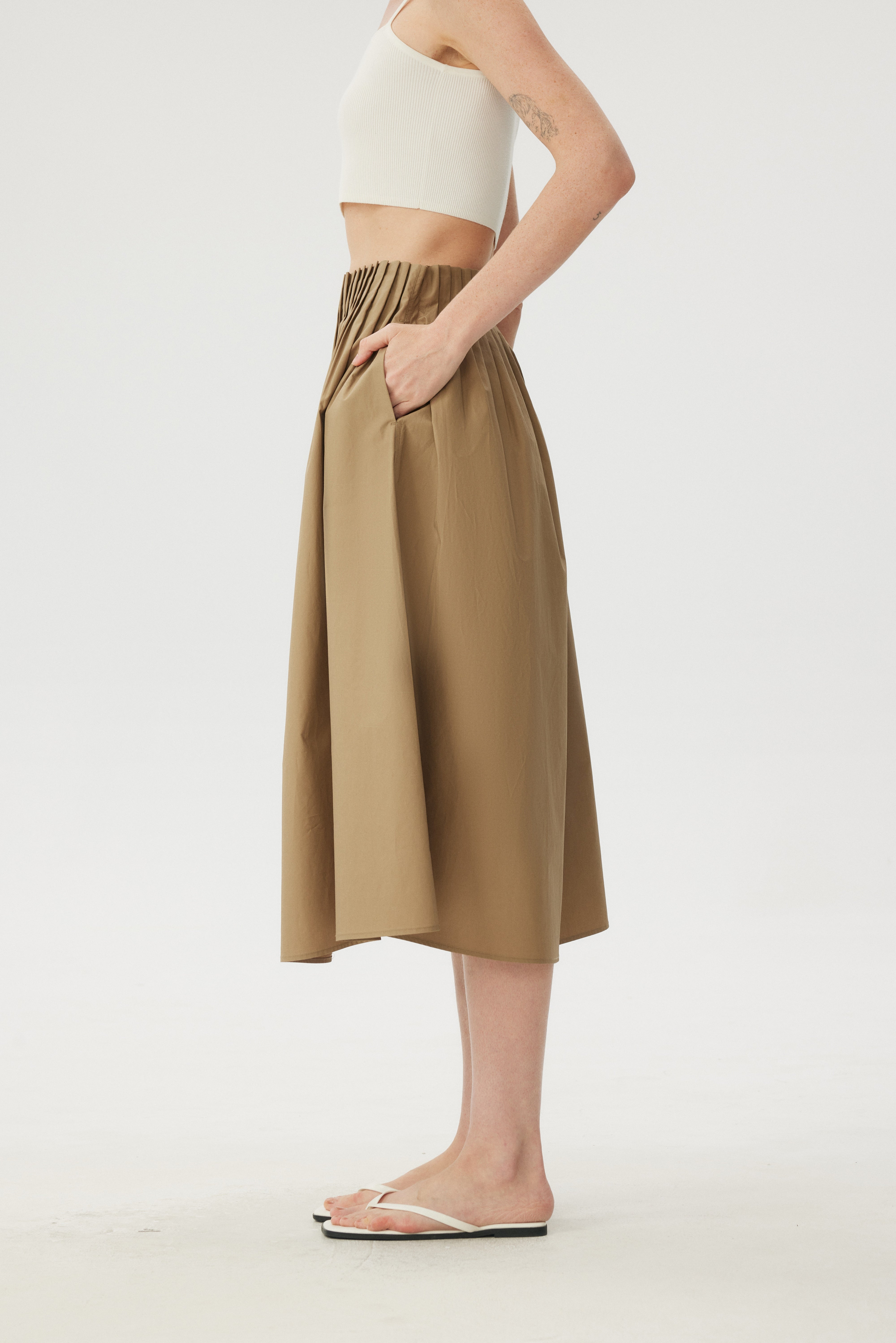 Sculpted Origami Pleated Midi A-Line Skirt