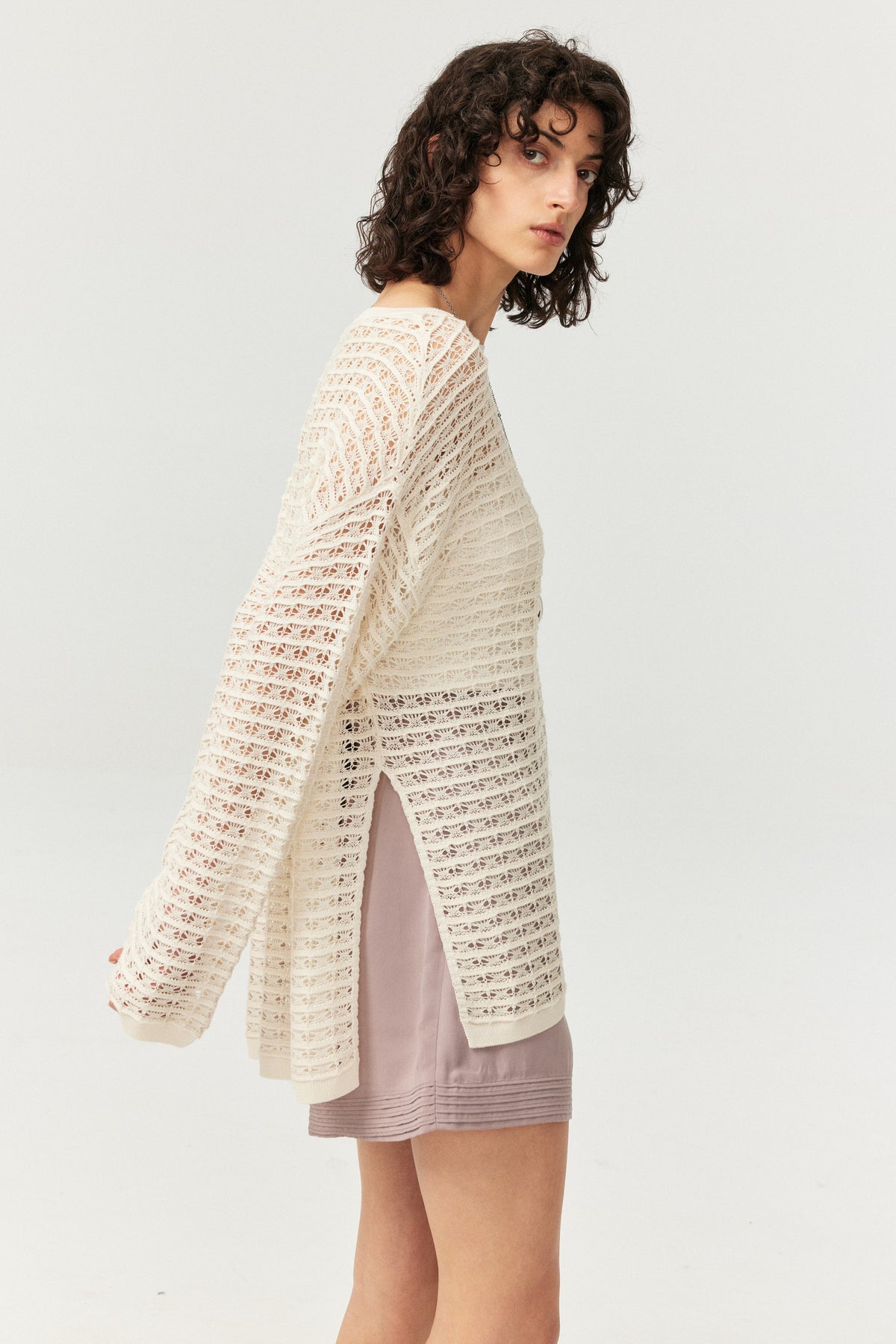 Lyocell-Blend Openwork Knit Top
