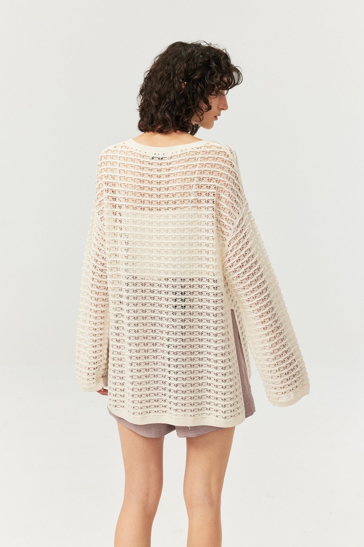 Lyocell-Blend Openwork Knit Top