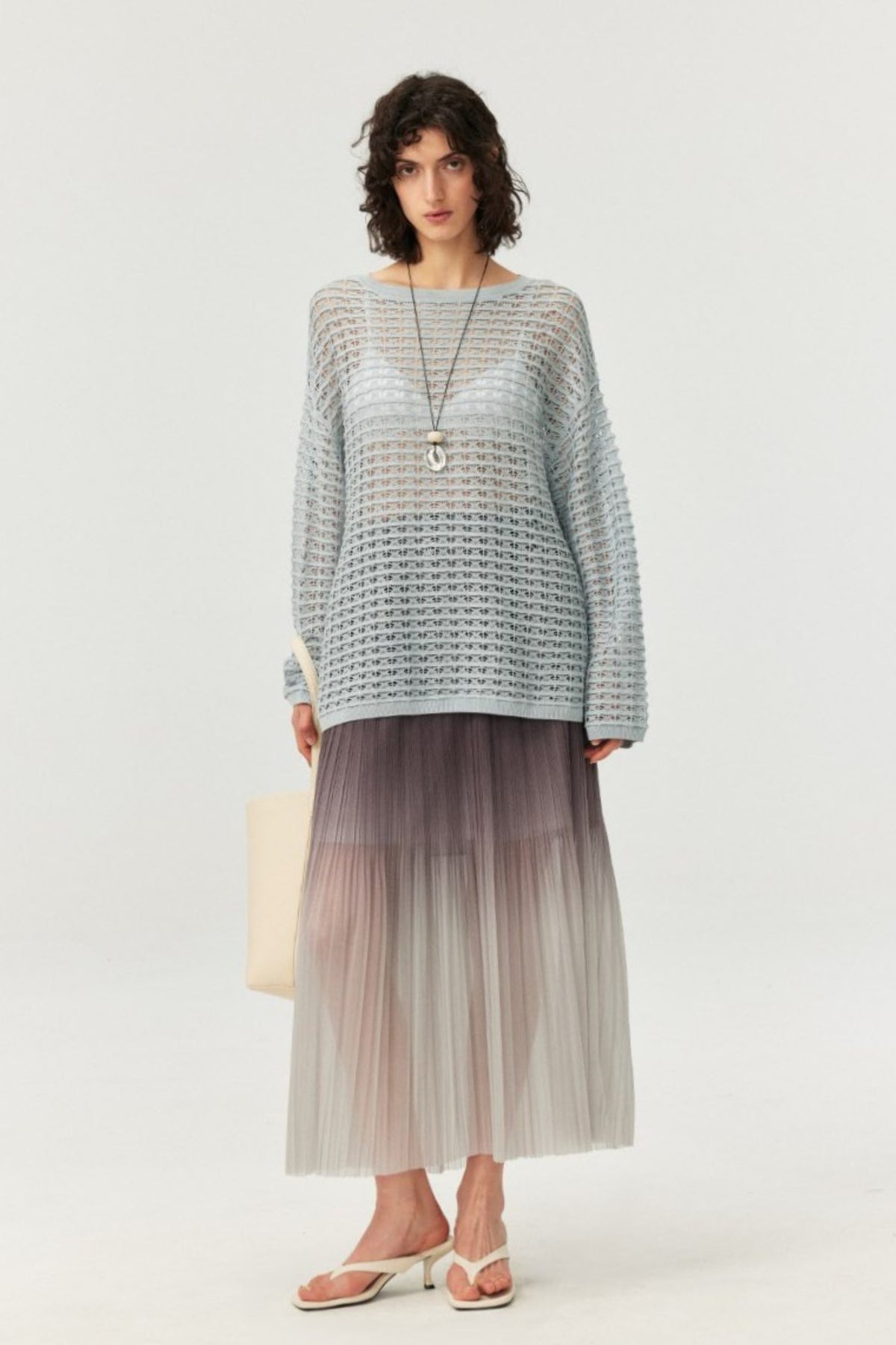 Lyocell-Blend Openwork Knit Top