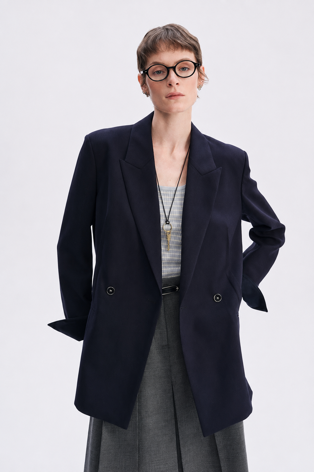 Classic Peak Lapel Tailored Blazer
