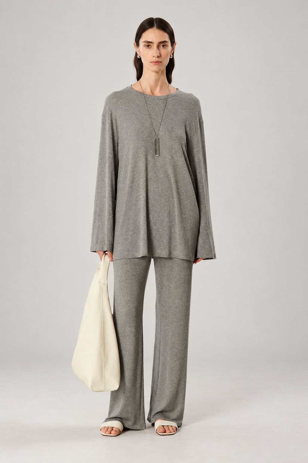 Soft Touch Lyocell-Wool Straight Leg Pants