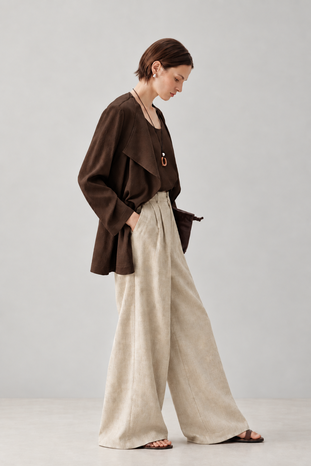 Pearl-Sheen Silk Satin Draped-Collar Wrap Top