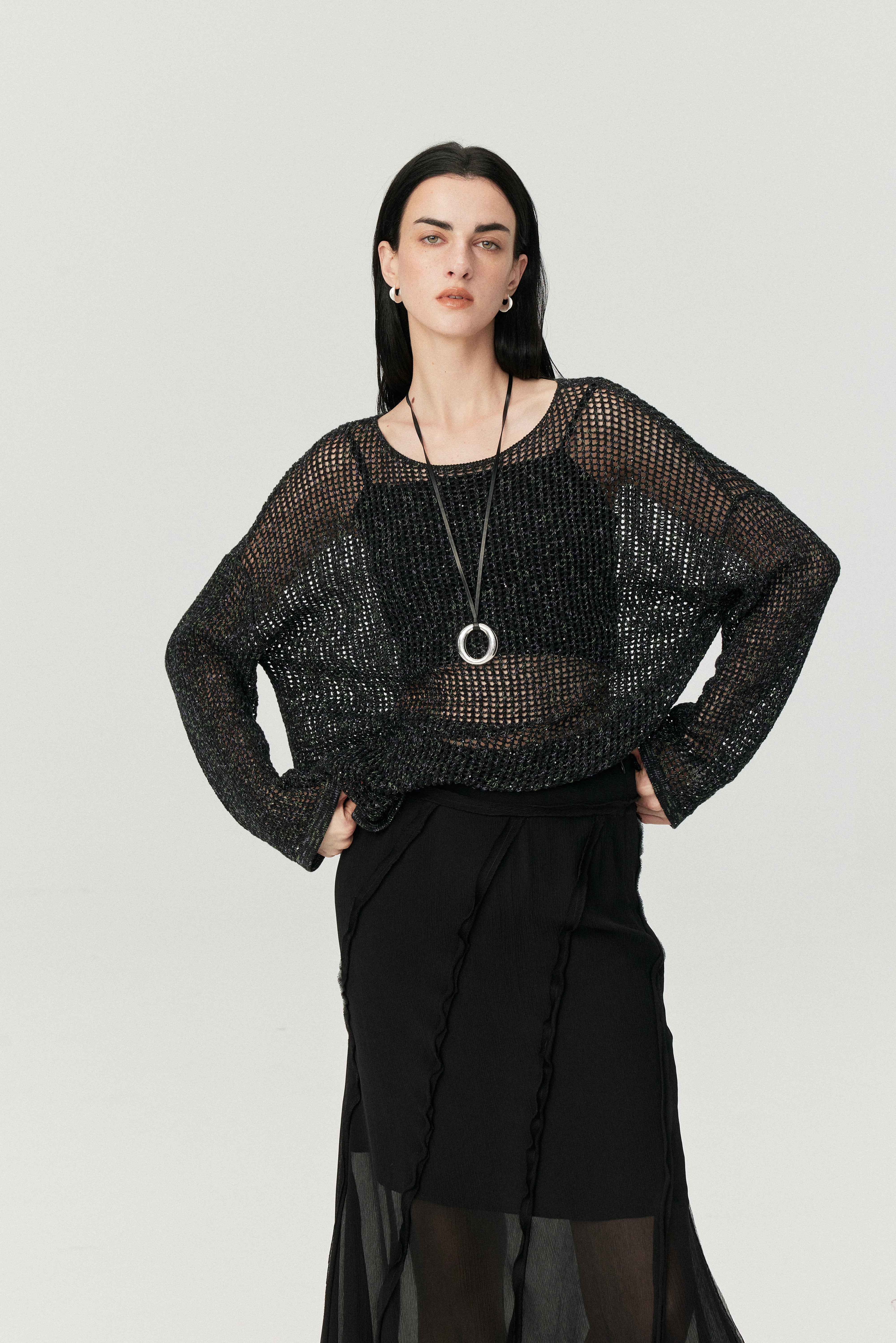 Summer Breeze Crochet Mesh Knit Top