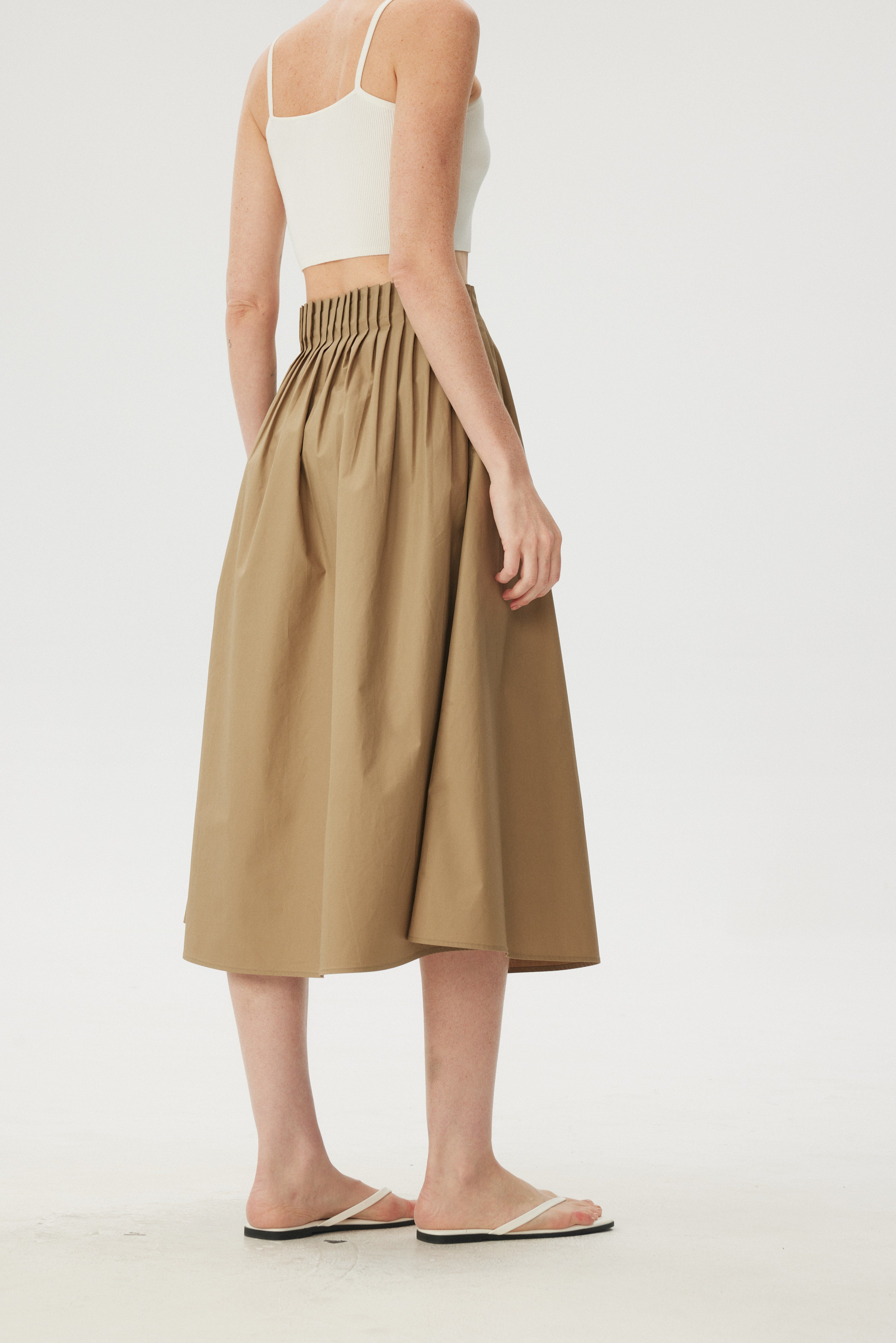 Sculpted Origami Pleated Midi A-Line Skirt