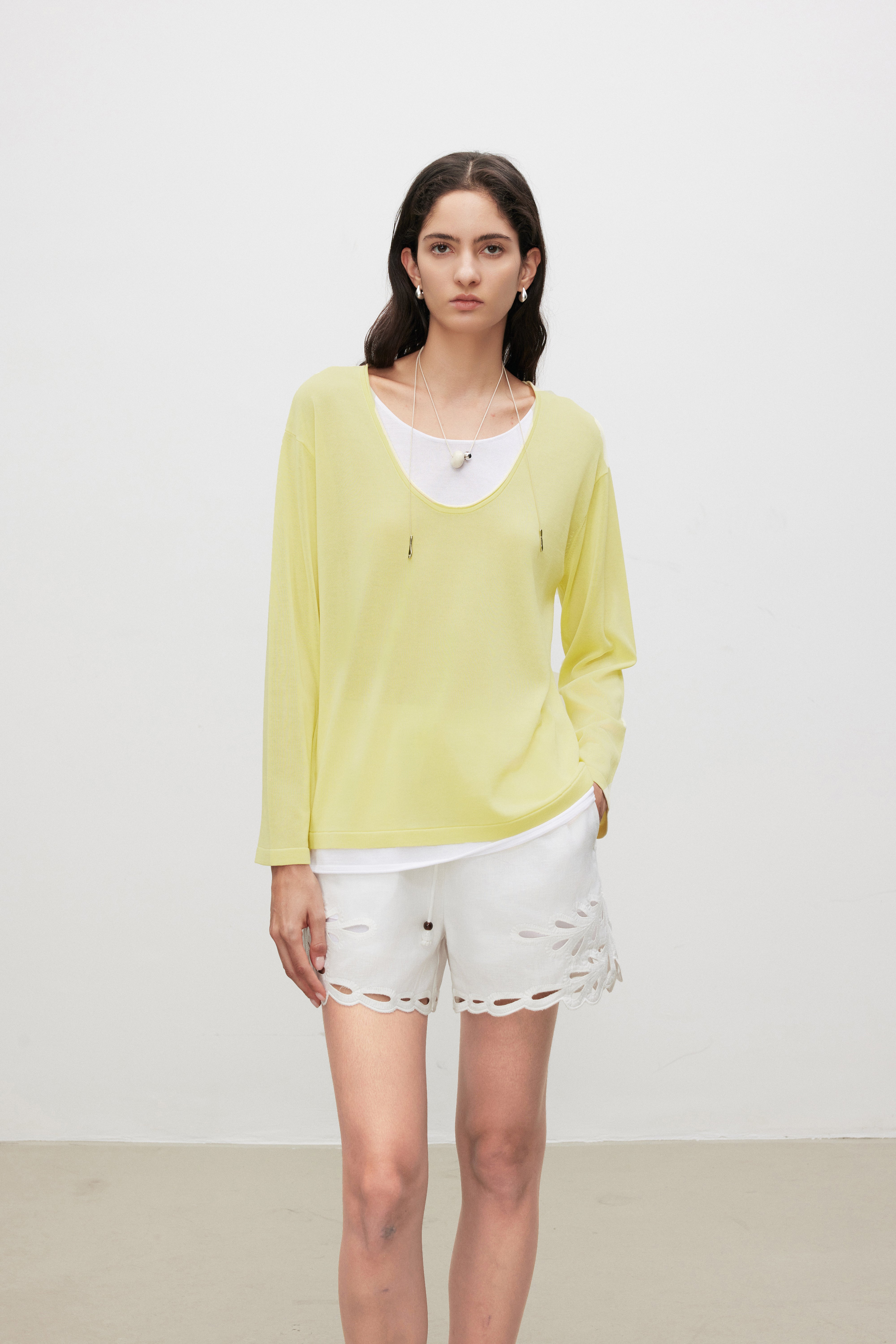Essential Relaxed SilkBlend Layered V-Neck Knit