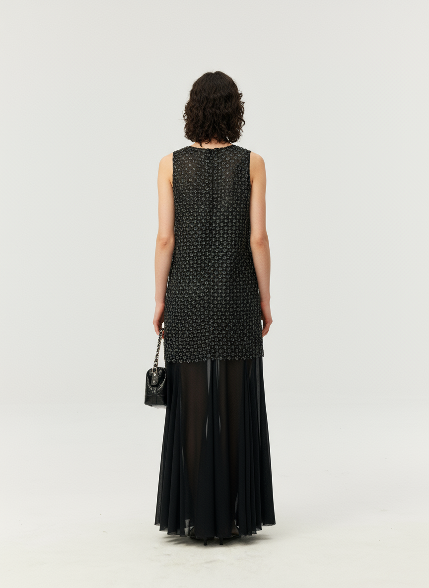 Starlight Mesh Embellished Maxi Dress