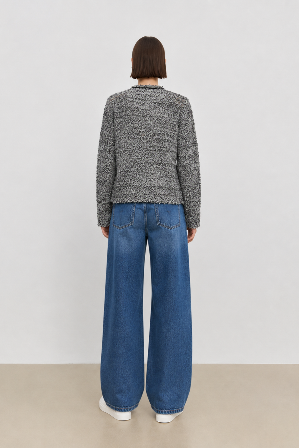 Wool-Cashmere Blend Fringed Bouclé Knit Cardigan