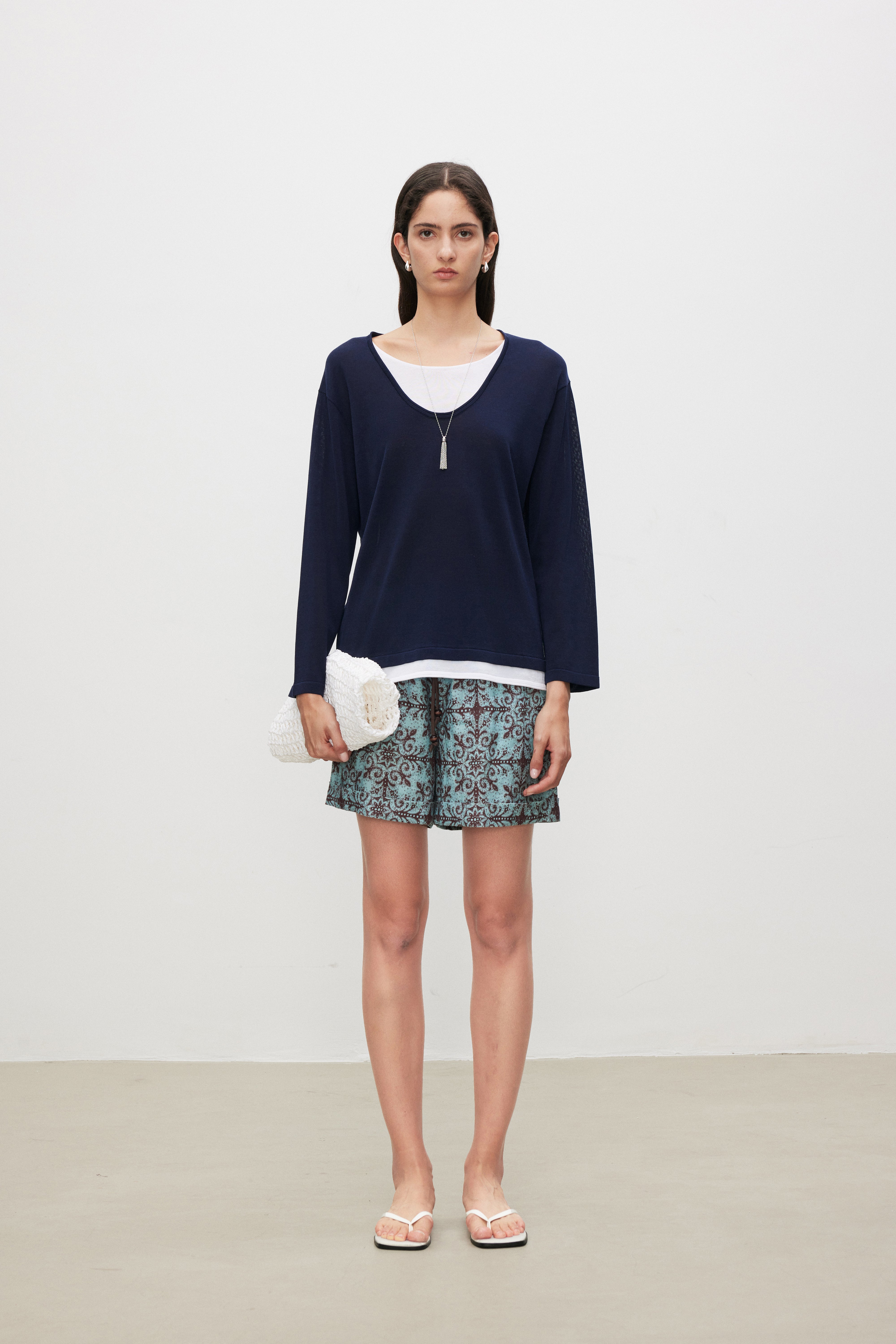 Essential Relaxed SilkBlend Layered V-Neck Knit