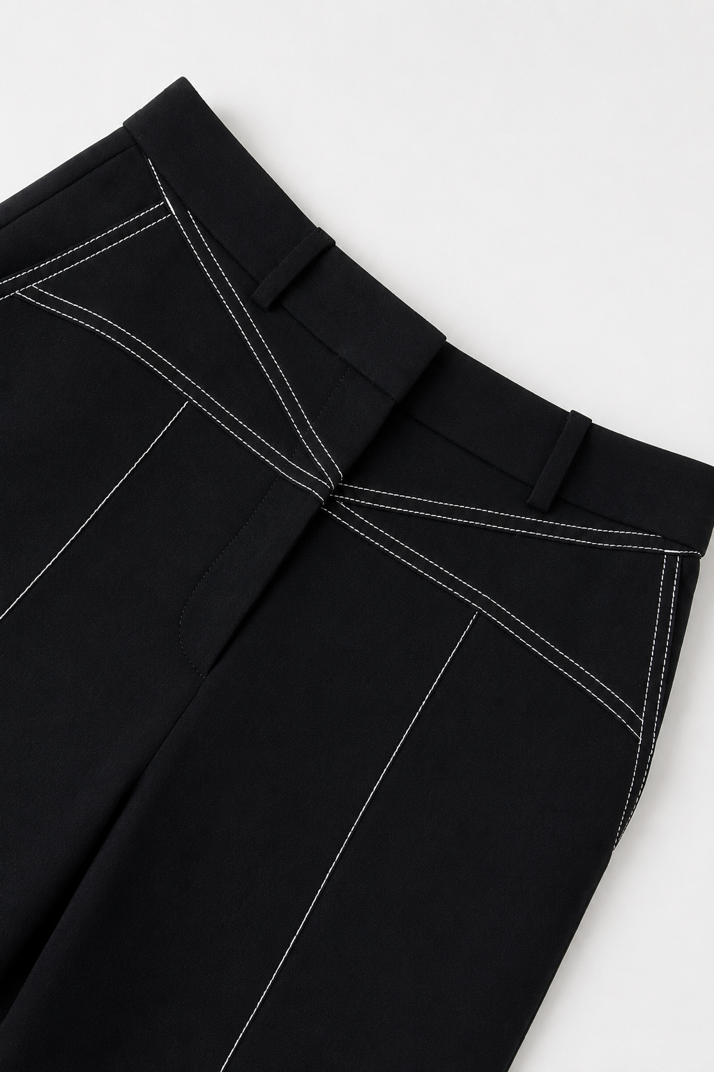 Contrast Stitch Barrel-Leg Trousers
