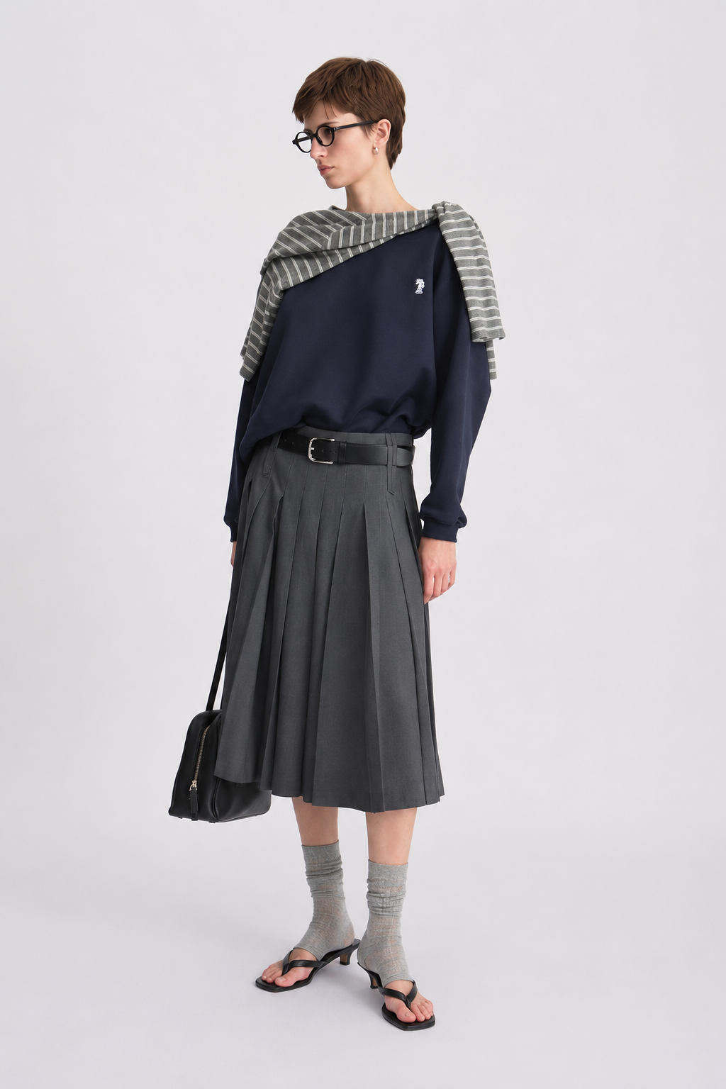Wide-Round Neck Cotton Sweatshirt