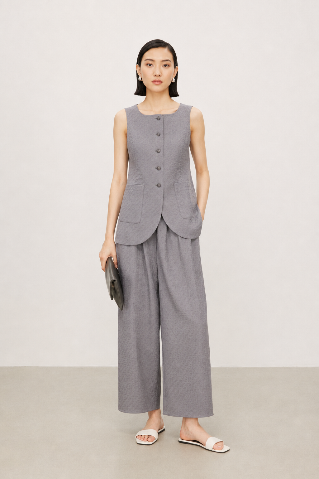 Classic Six-Button Tailored Wool-Blend Vest