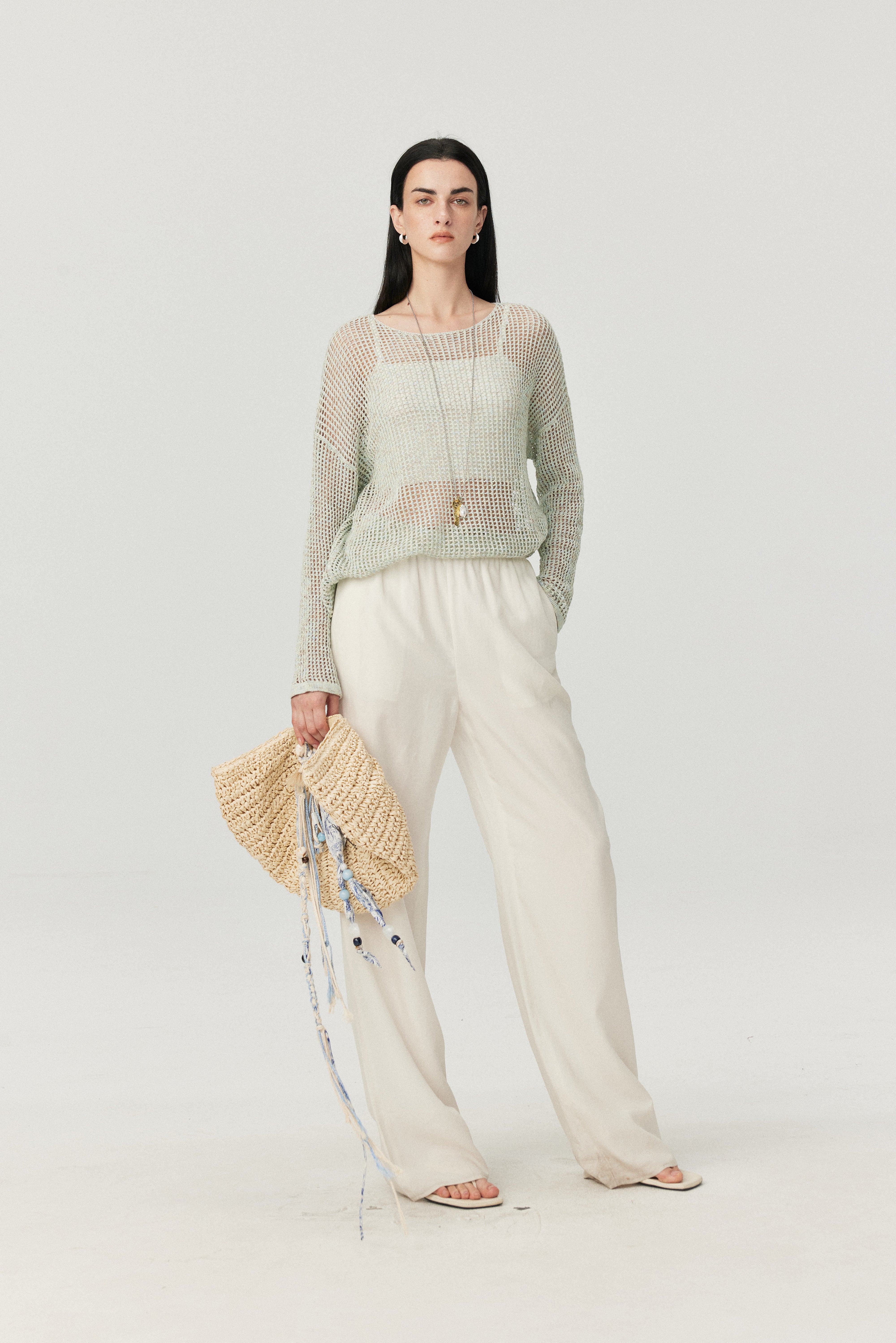 Summer Breeze Crochet Mesh Knit Top
