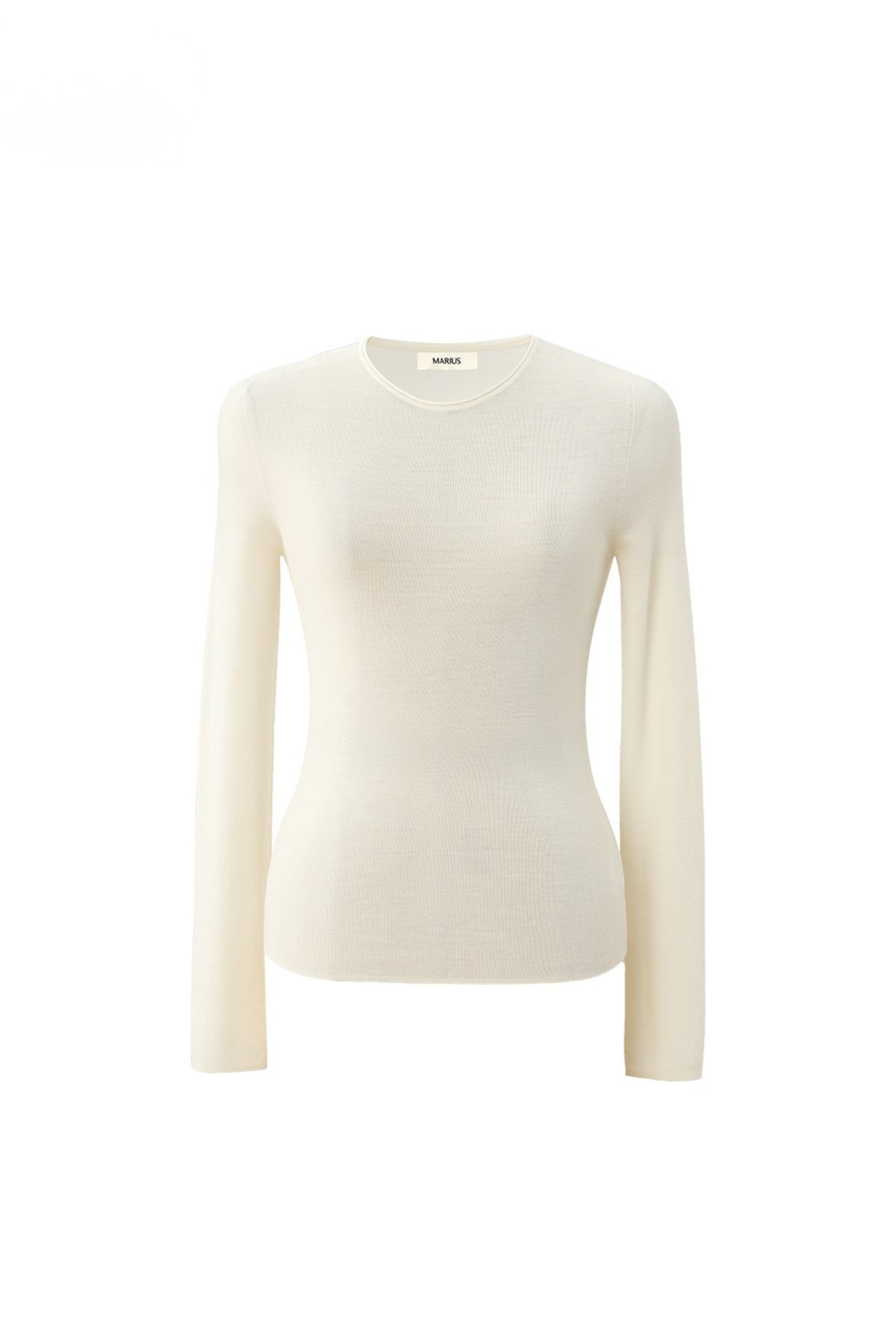 German-Spun Seamless Fine Merino Wool Crewneck Knit Top