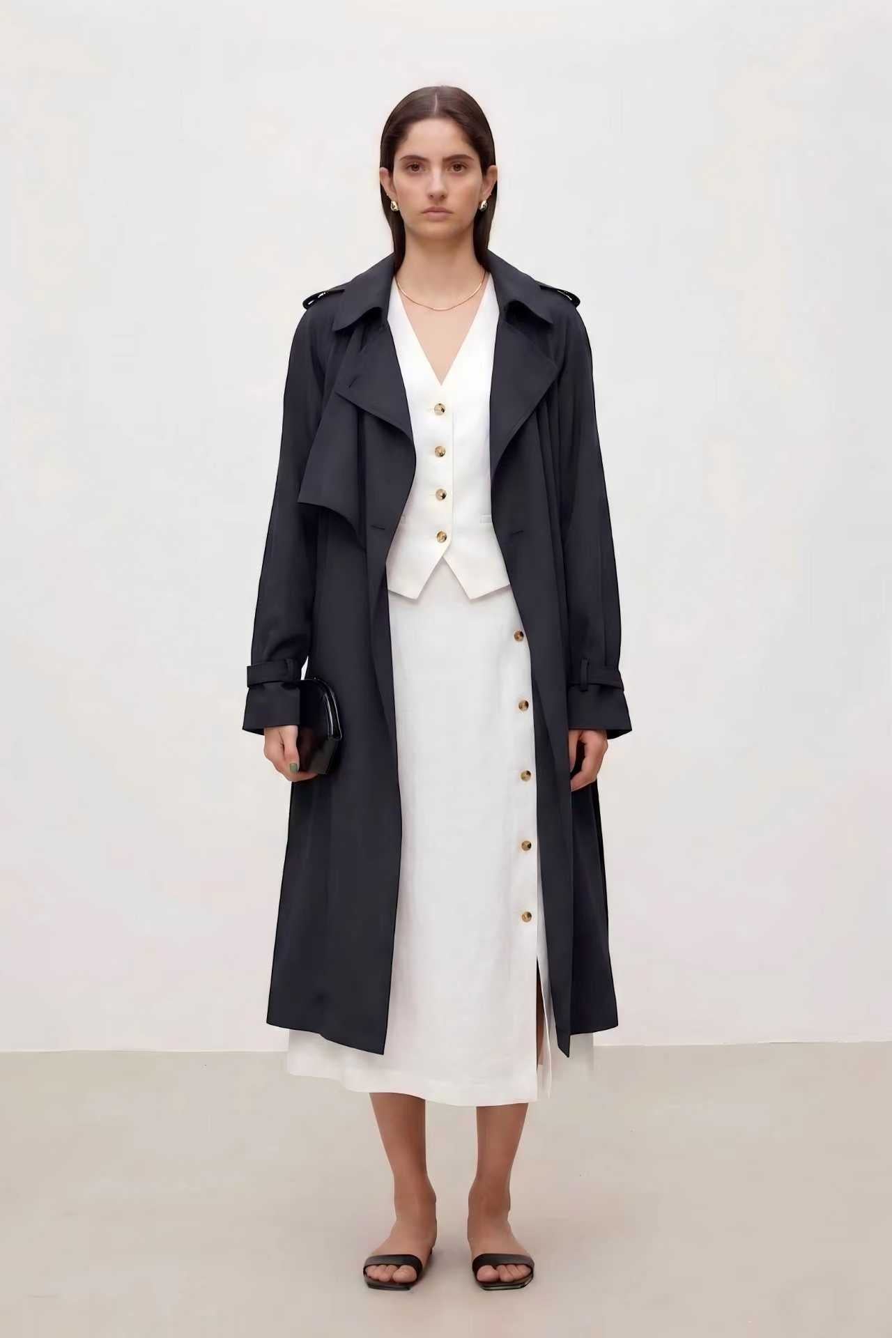 Signature Wool-Mohair Double-Breasted Trench Coat