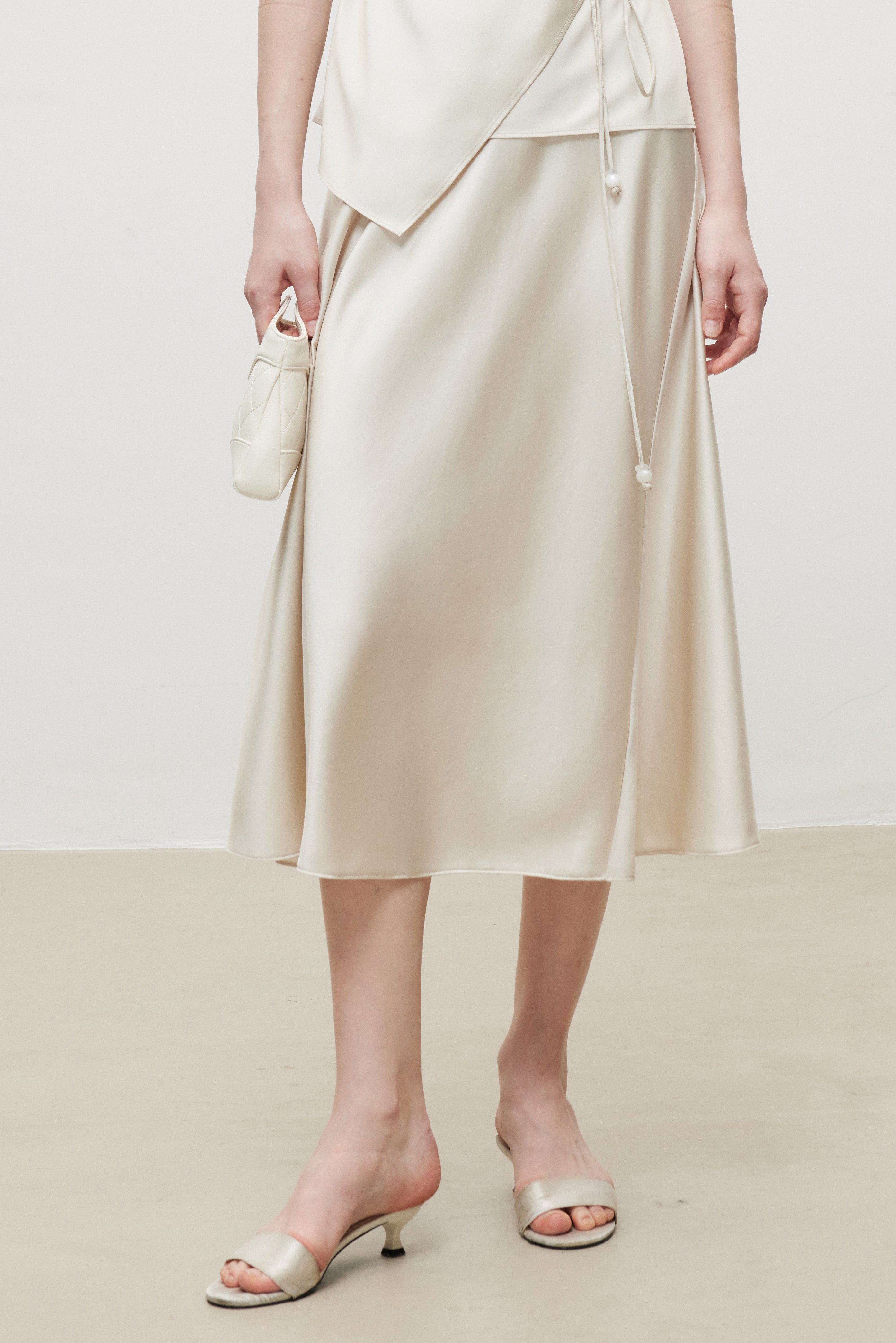 Triacetate Luxe Draped Elegance Midi Skirt