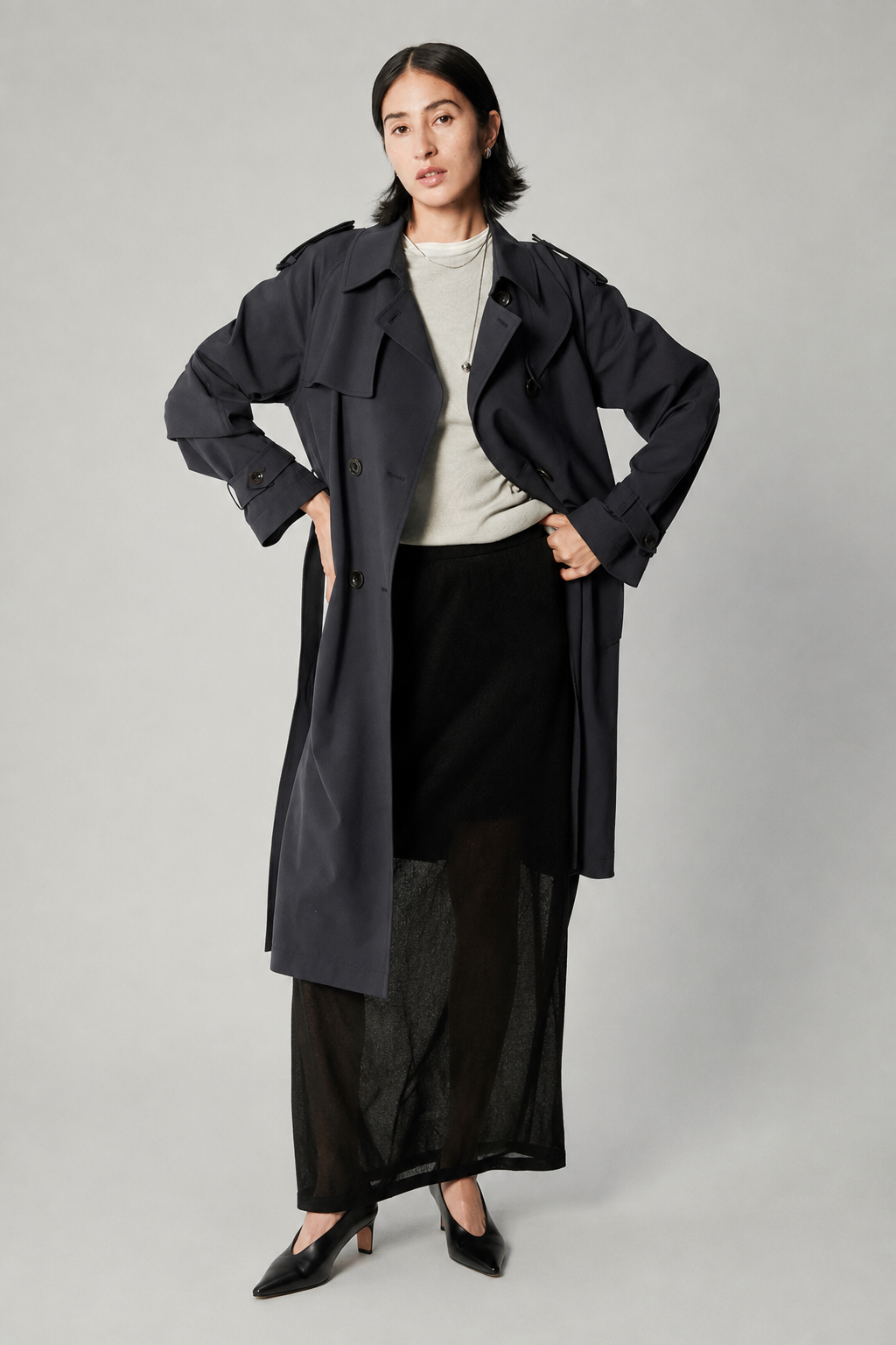 Merino Wool Belted Trench Coat