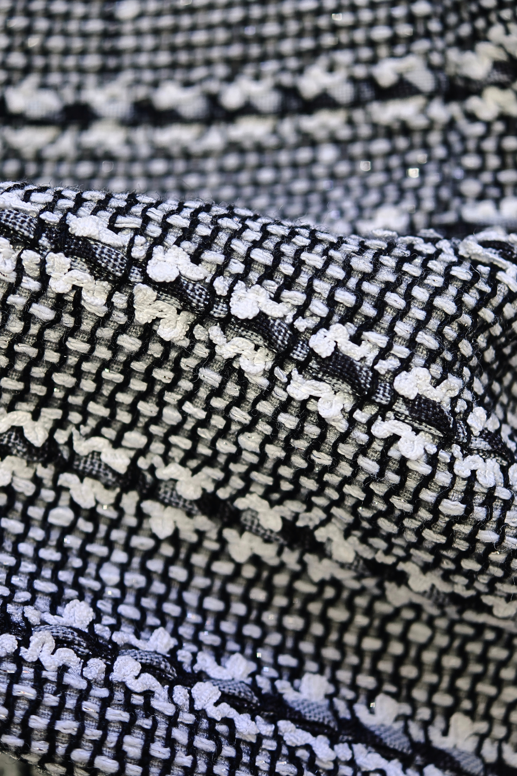 Contrast Crystal Button Cropped Bouclé Jacket