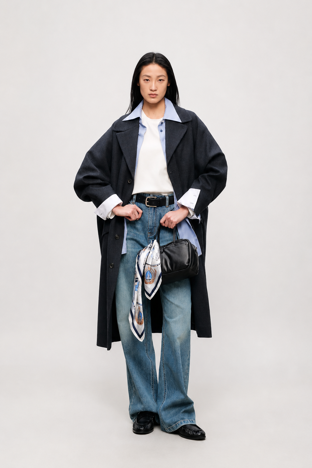 Wool Blend Cocoon Sleeve Tailored Coat