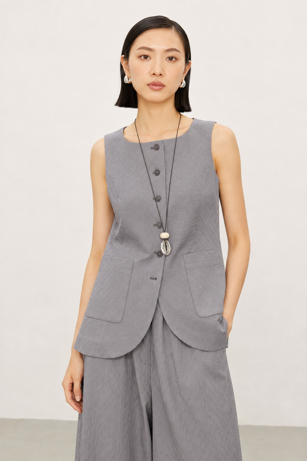 Classic Six-Button Tailored Wool-Blend Vest