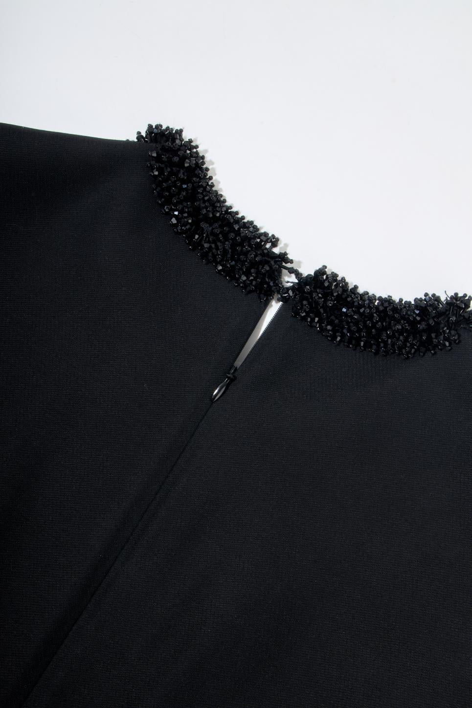 Wool-Silk Blend Embellished Collar Mini Dress