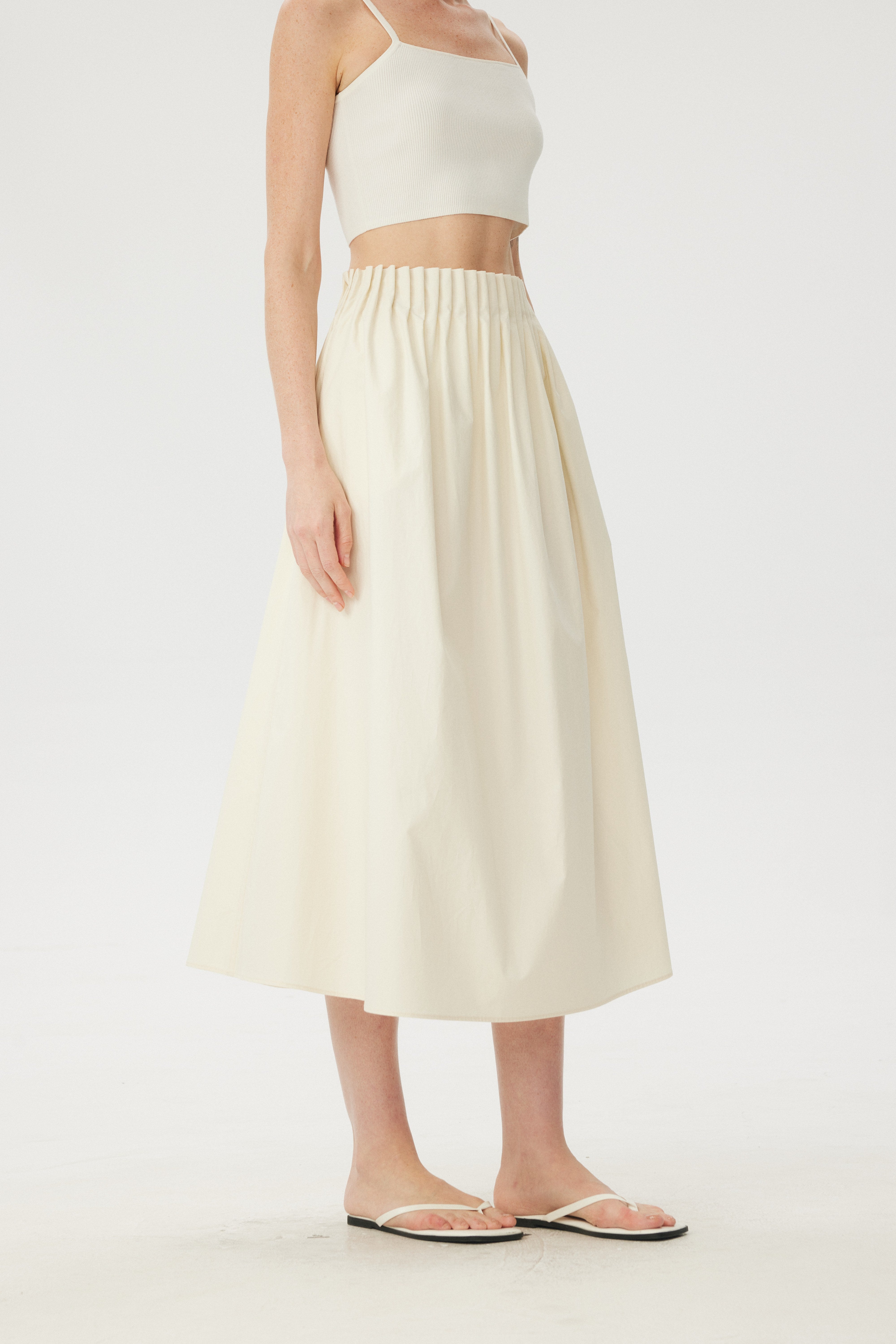 Sculpted Origami Pleated Midi A-Line Skirt