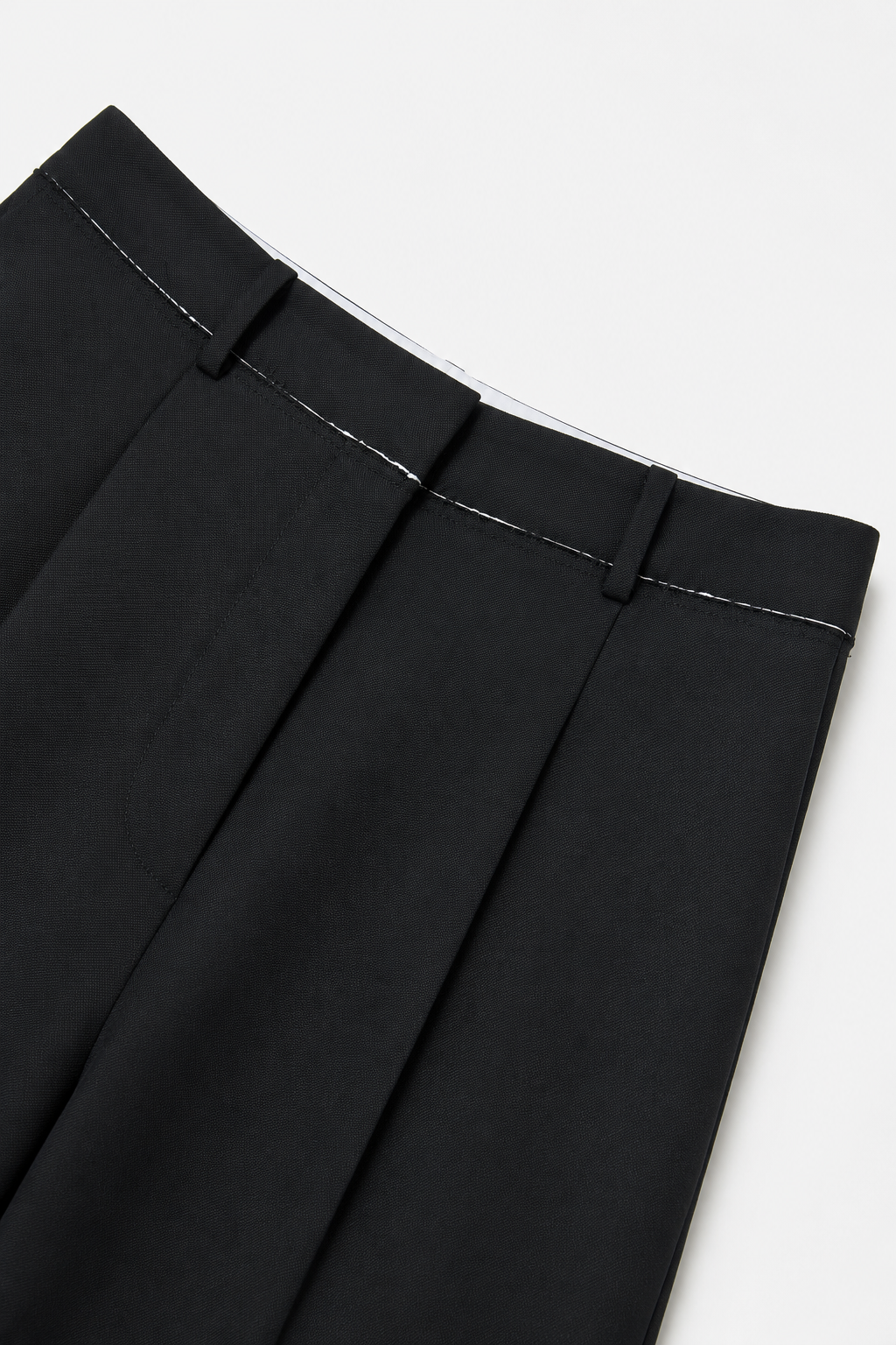 Raw-Edge Pleated Wool Trousers
