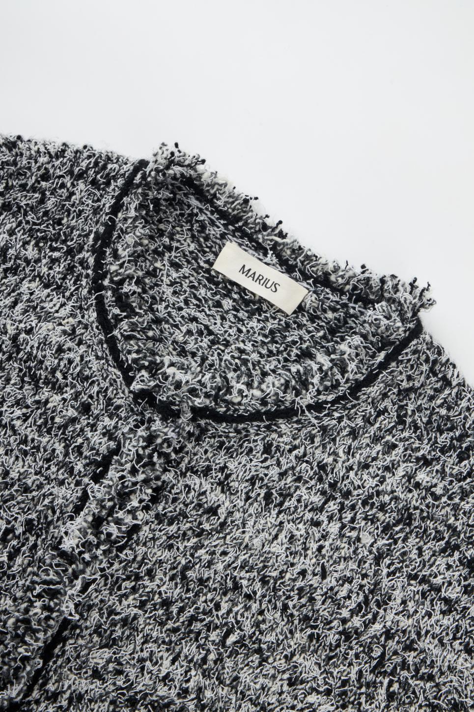 Wool-Cashmere Blend Fringed Bouclé Knit Cardigan