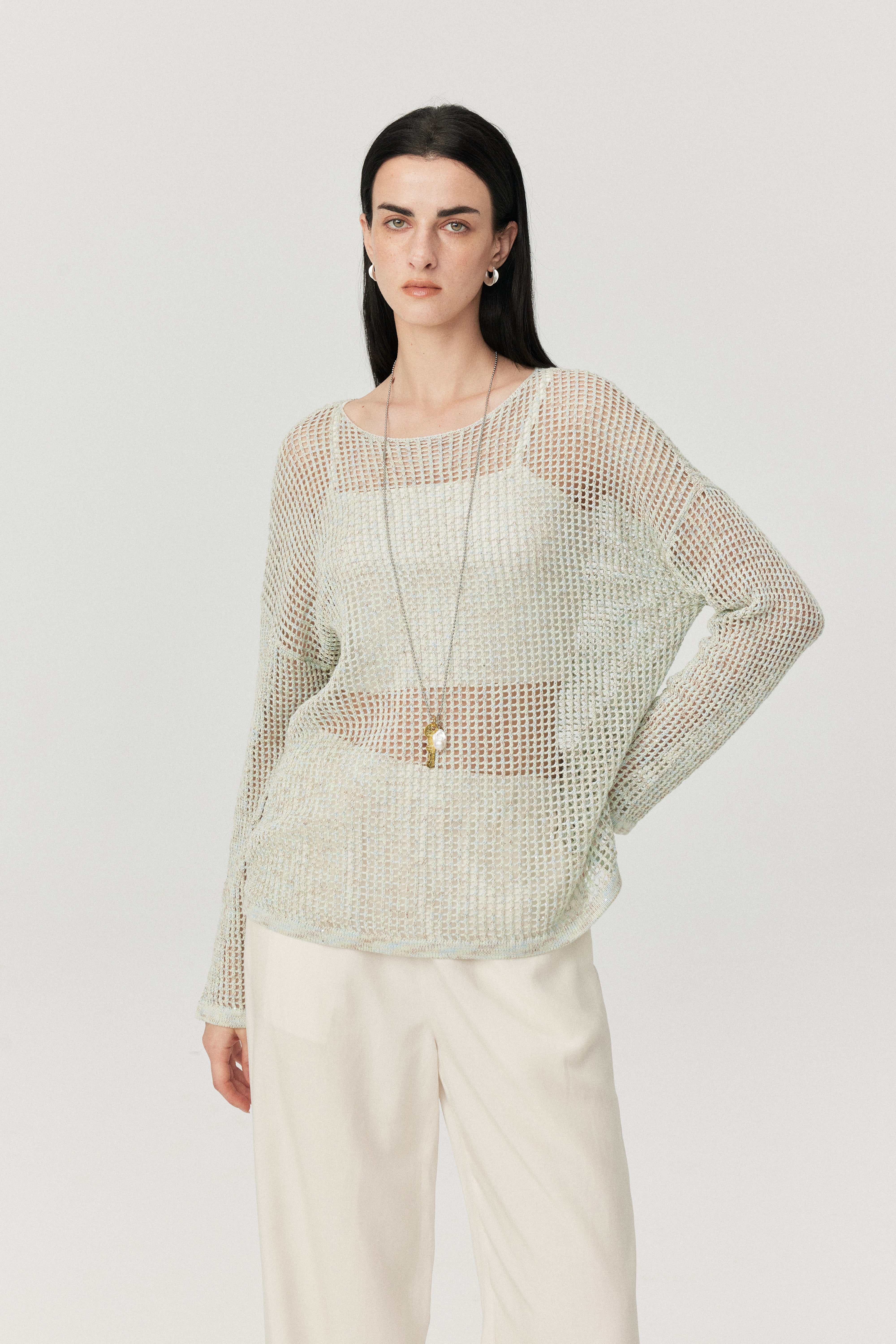 Summer Breeze Crochet Mesh Knit Top