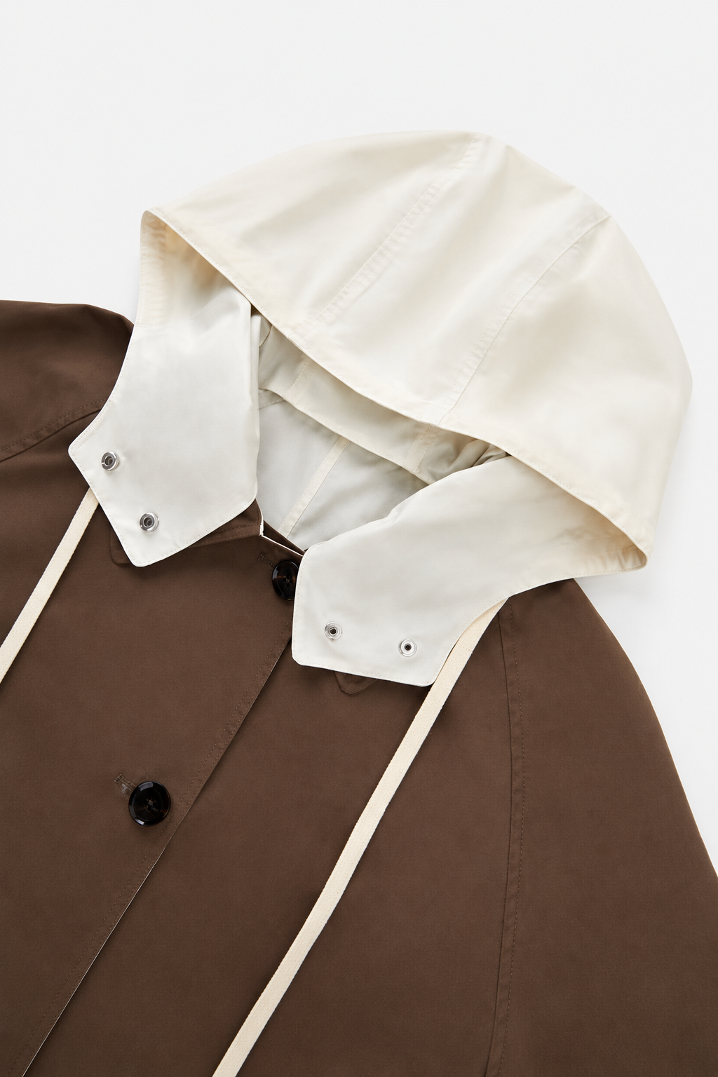 Cotton Blend Reversible Hooded Trench Coat