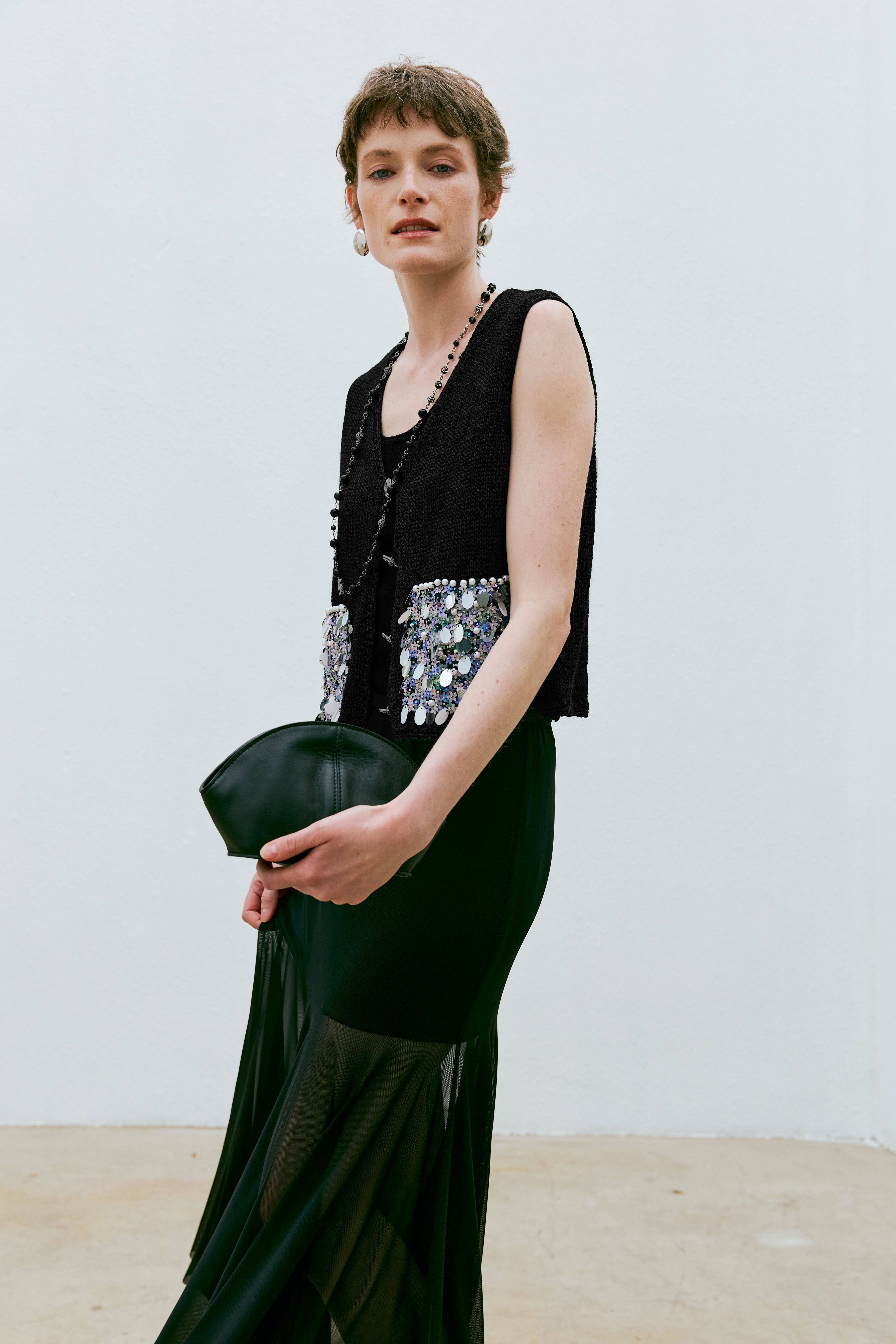 Sequin Button Knit Vest