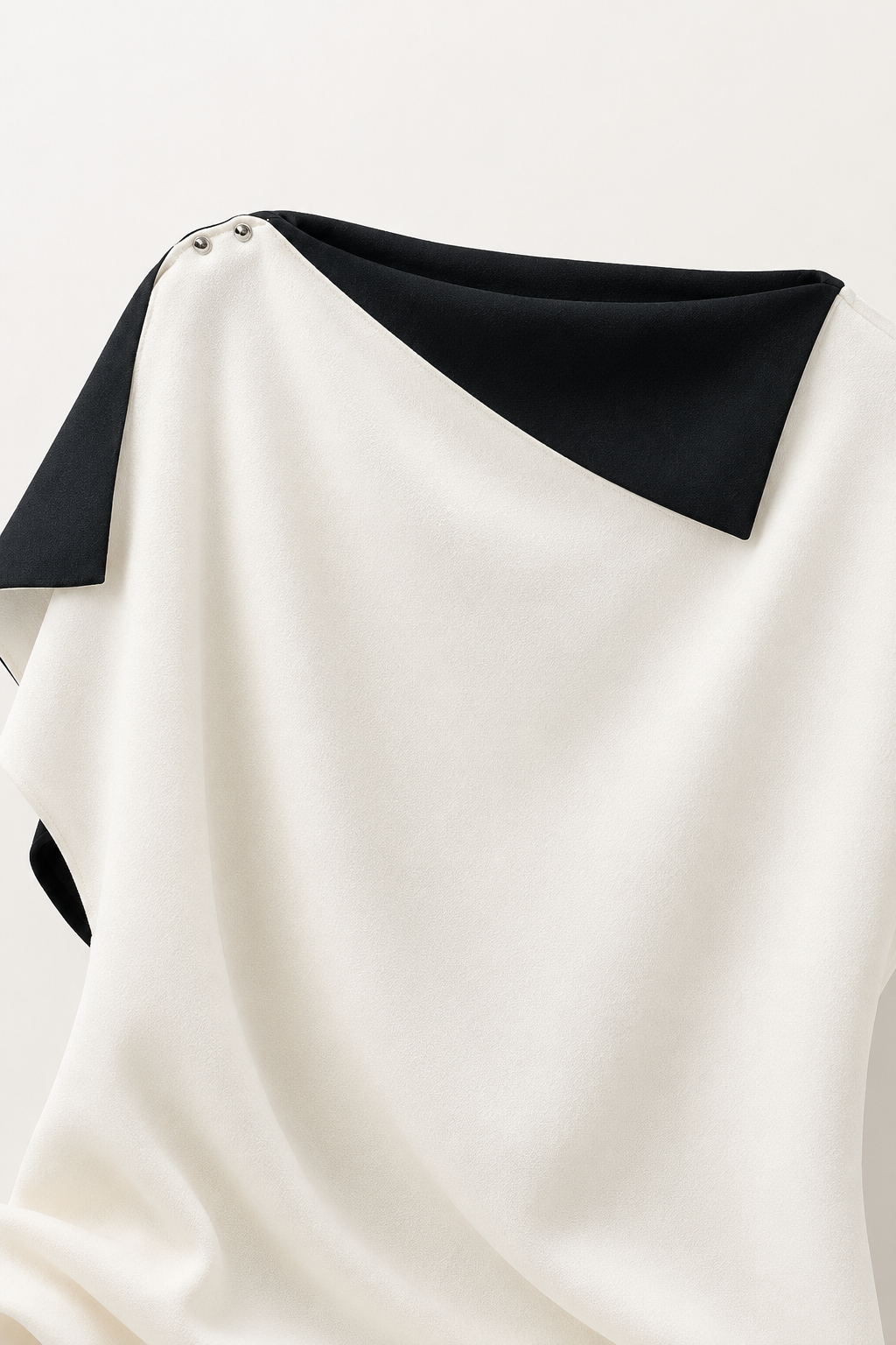 Asymmetric Collar Draped Blouse Top
